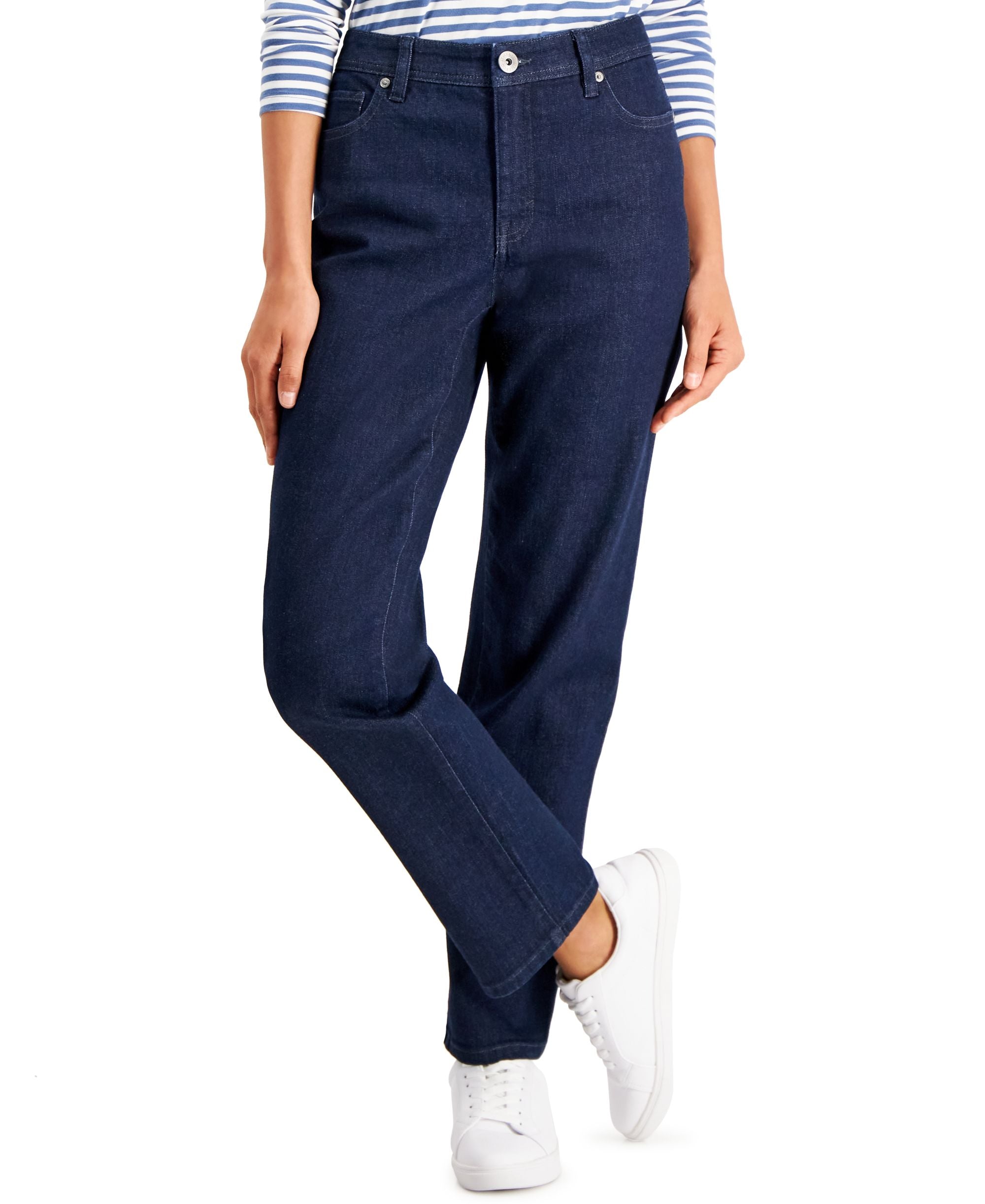 Style & Co Petite Mid Rise Natural Straight Leg Jeans