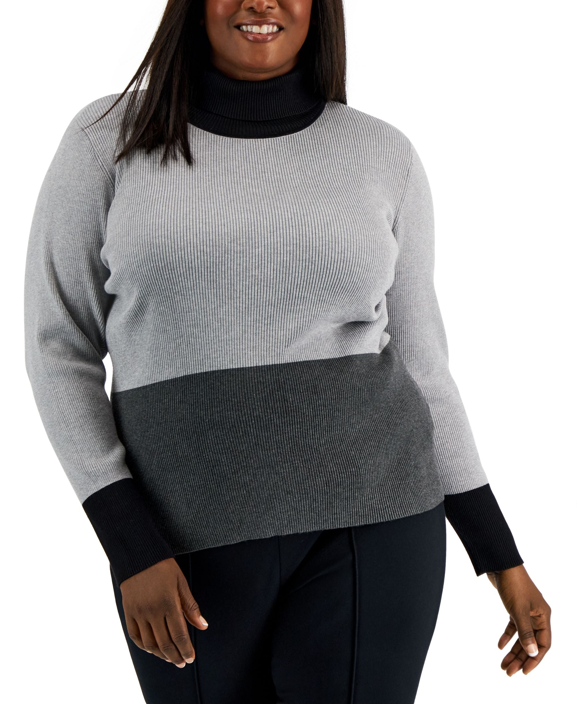 Plus Size Ribbed Turtleneck Sweater