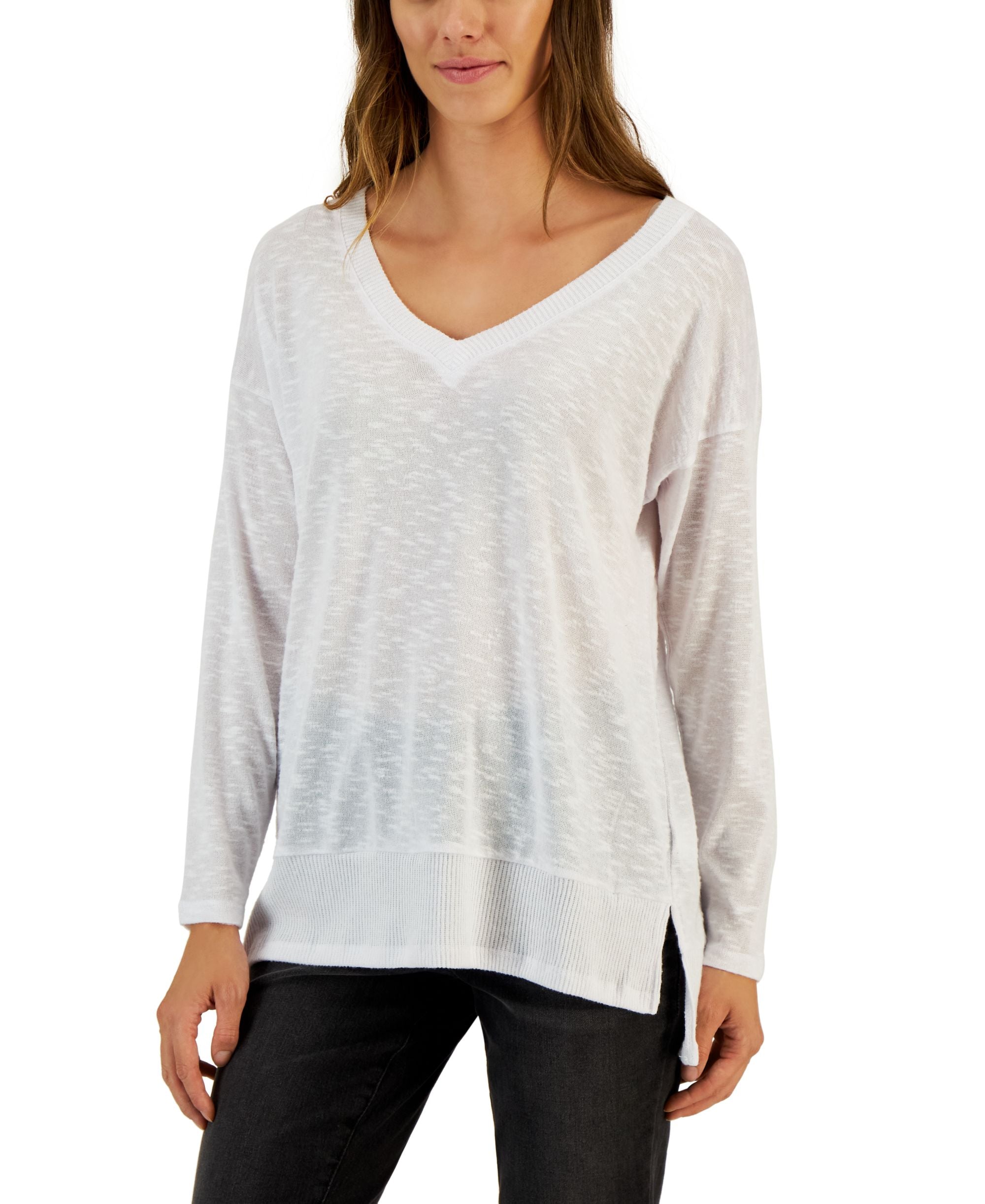 Style & Co Womens V Neck Snit Top