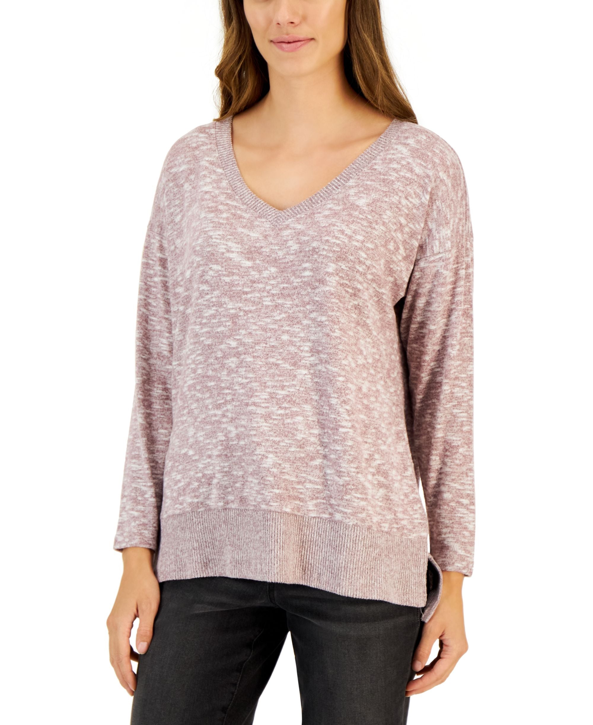 Style & Co Womens V Neck Snit Top