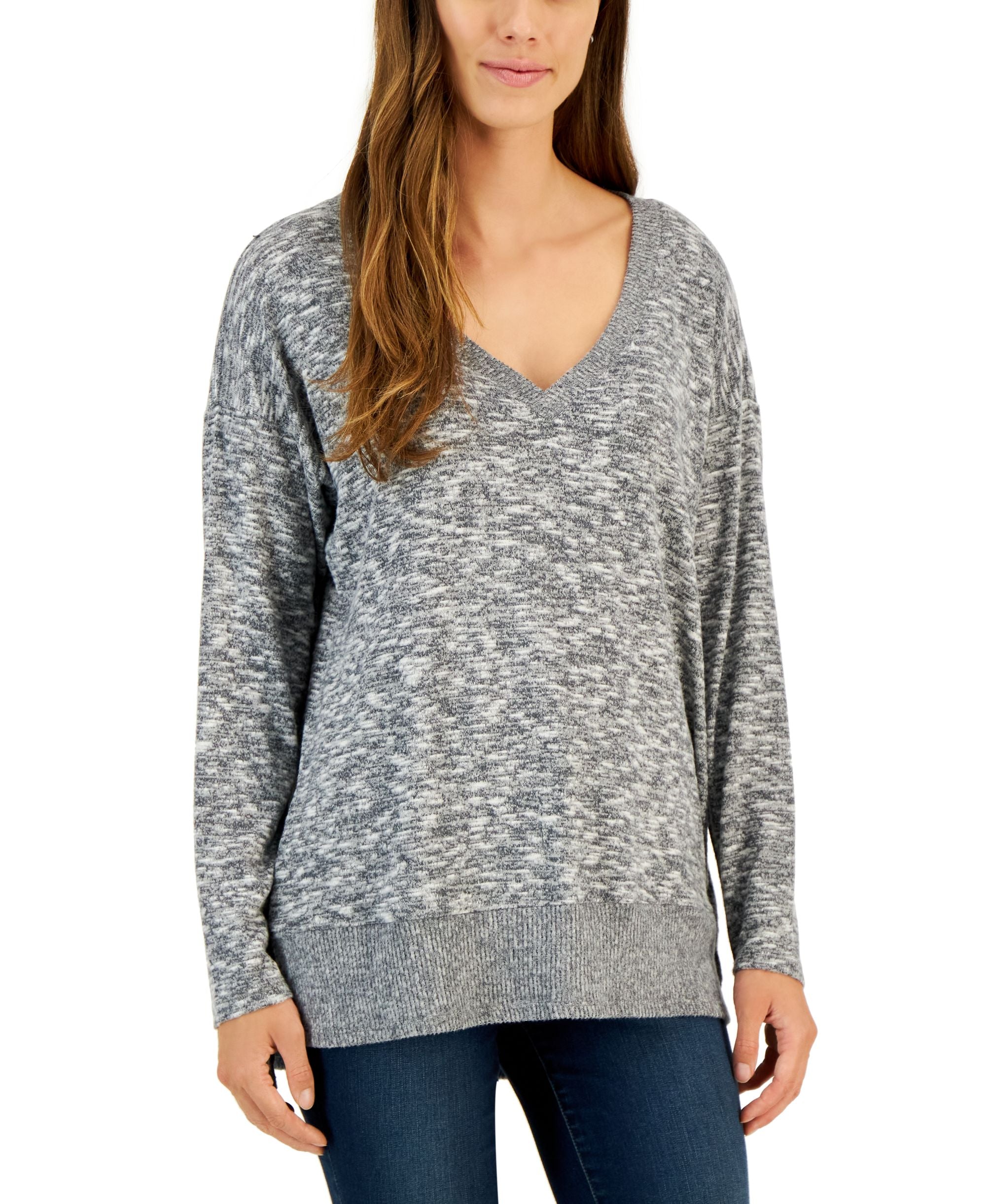Style & Co Womens V Neck Snit Top