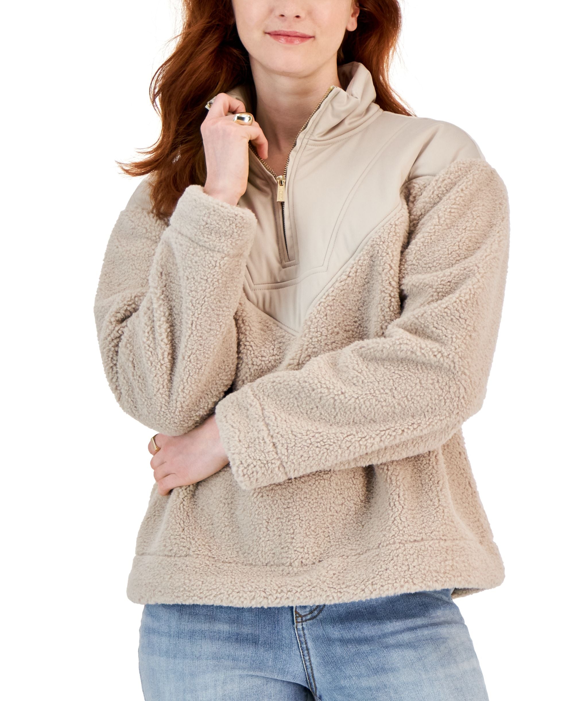 Women's Mixed Media Quarter-Zip Pullover