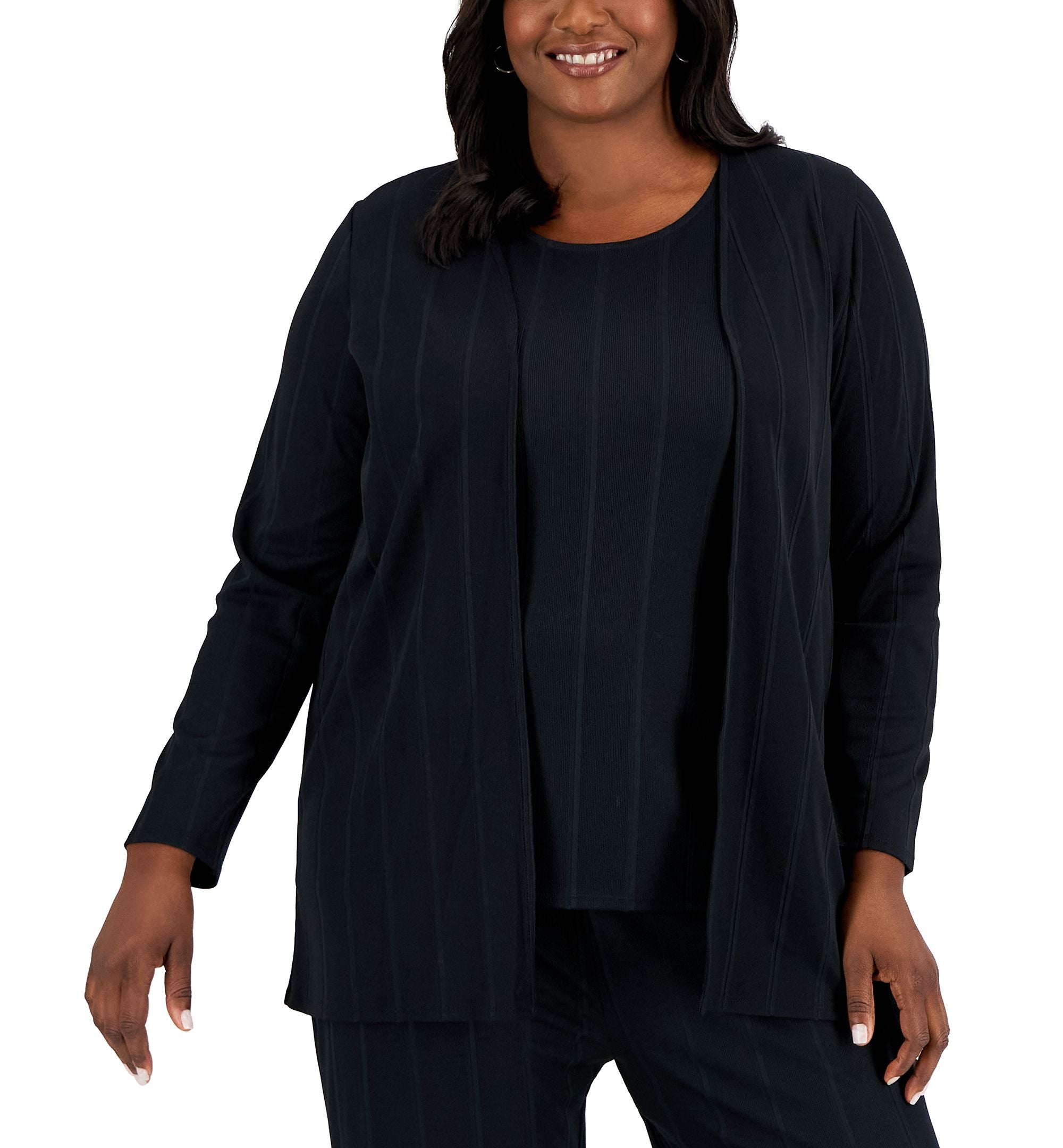 Alfani Plus Size Rib Knit Cardigan