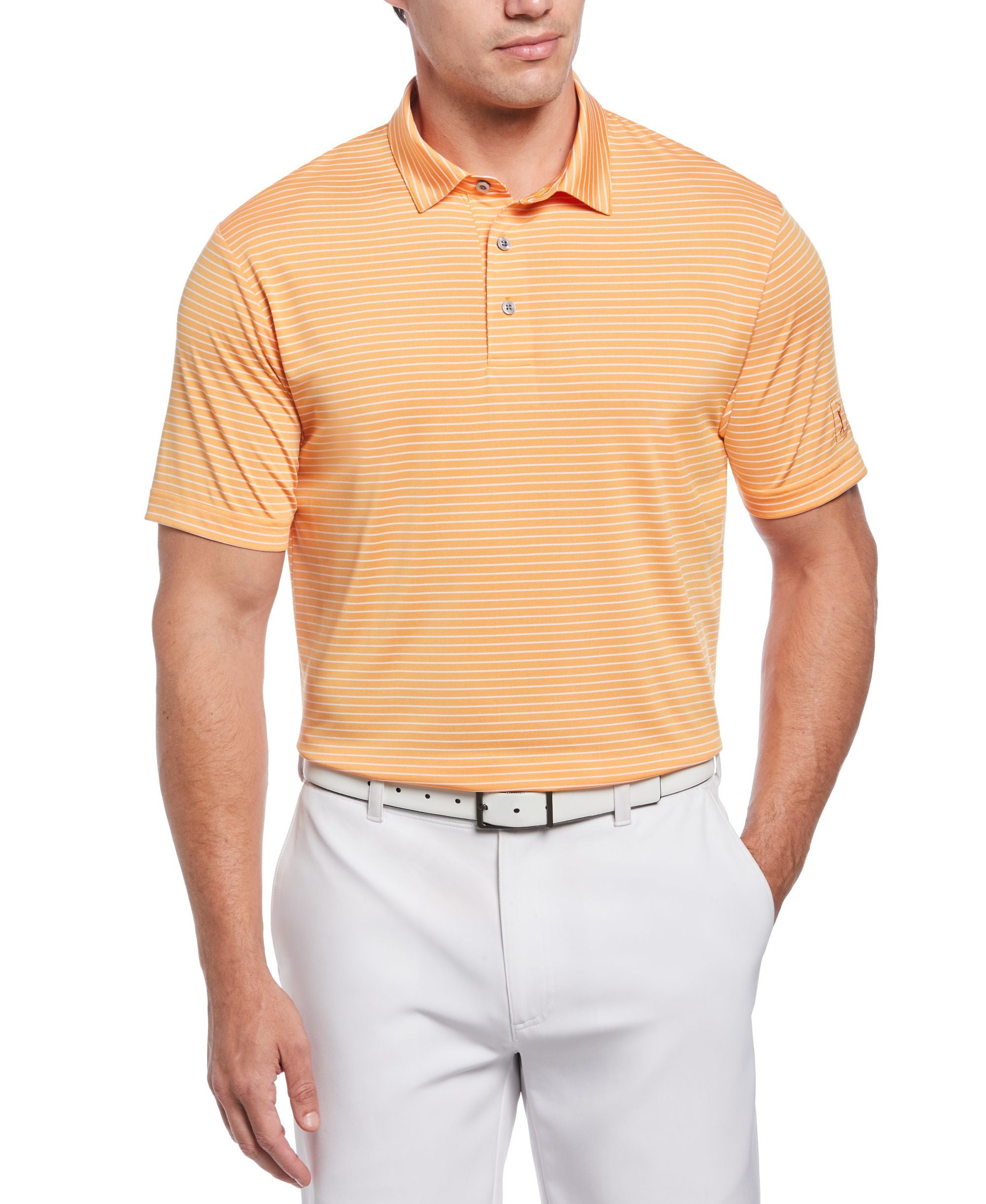 Pga Tour Mens Single Feeder Stripe Golf Polo