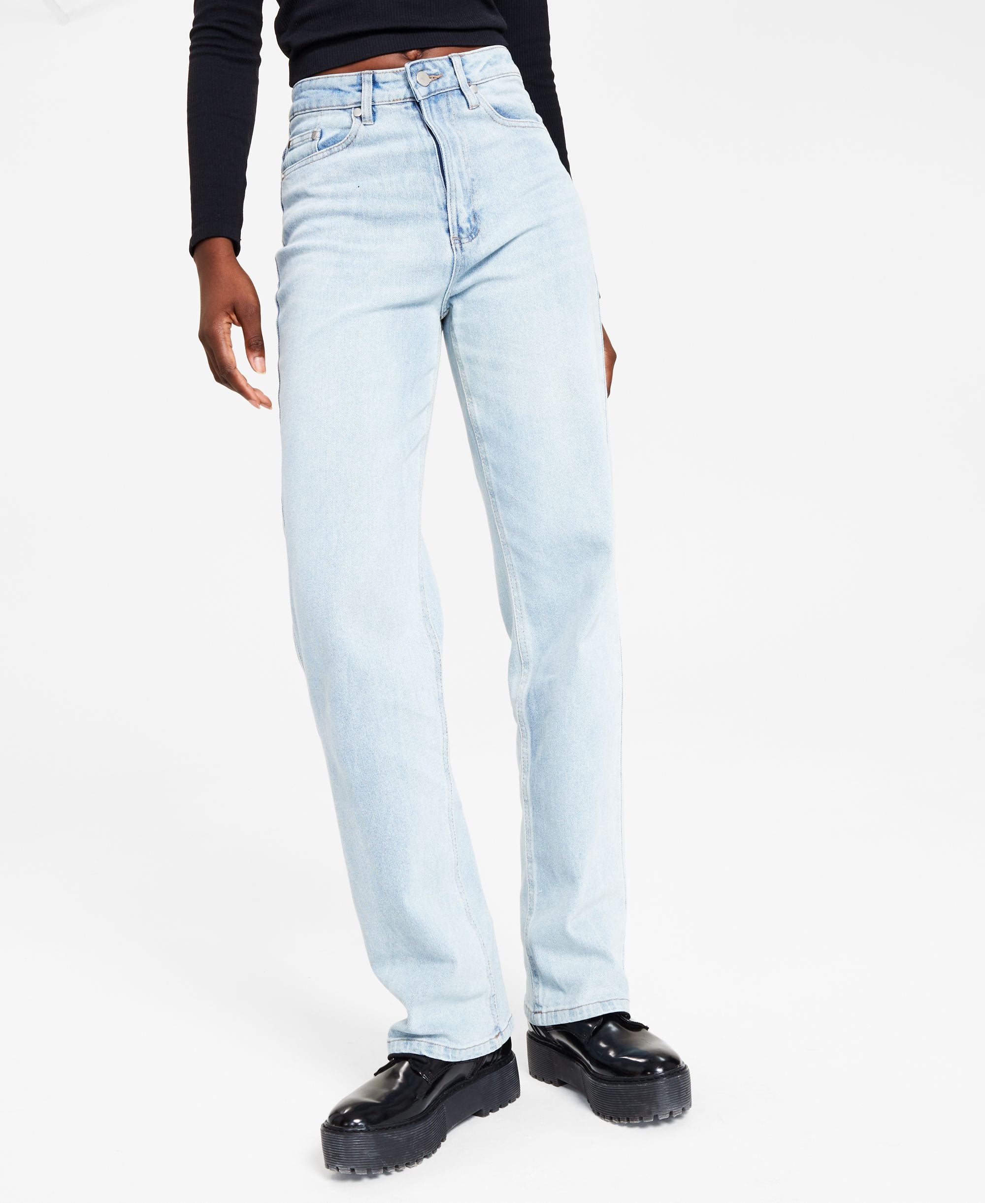 Juniors' Baggy Straight-Leg Jeans