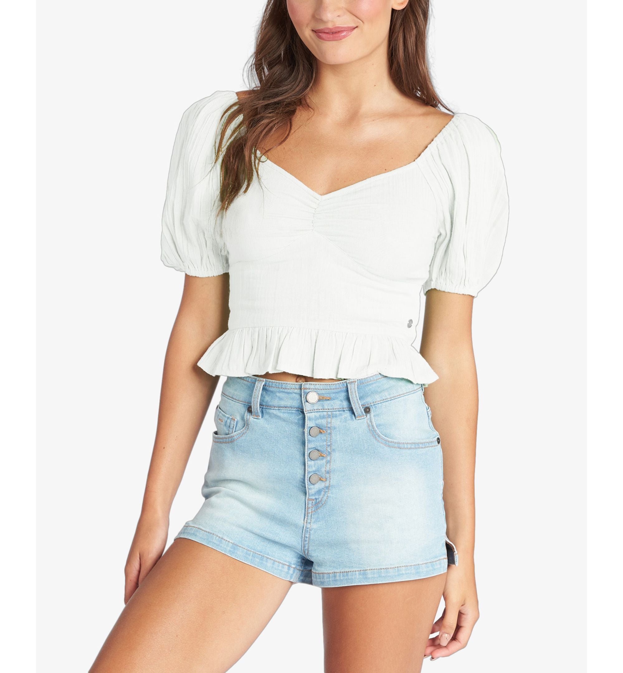Juniors' Life Mirage Puff-Sleeve Top