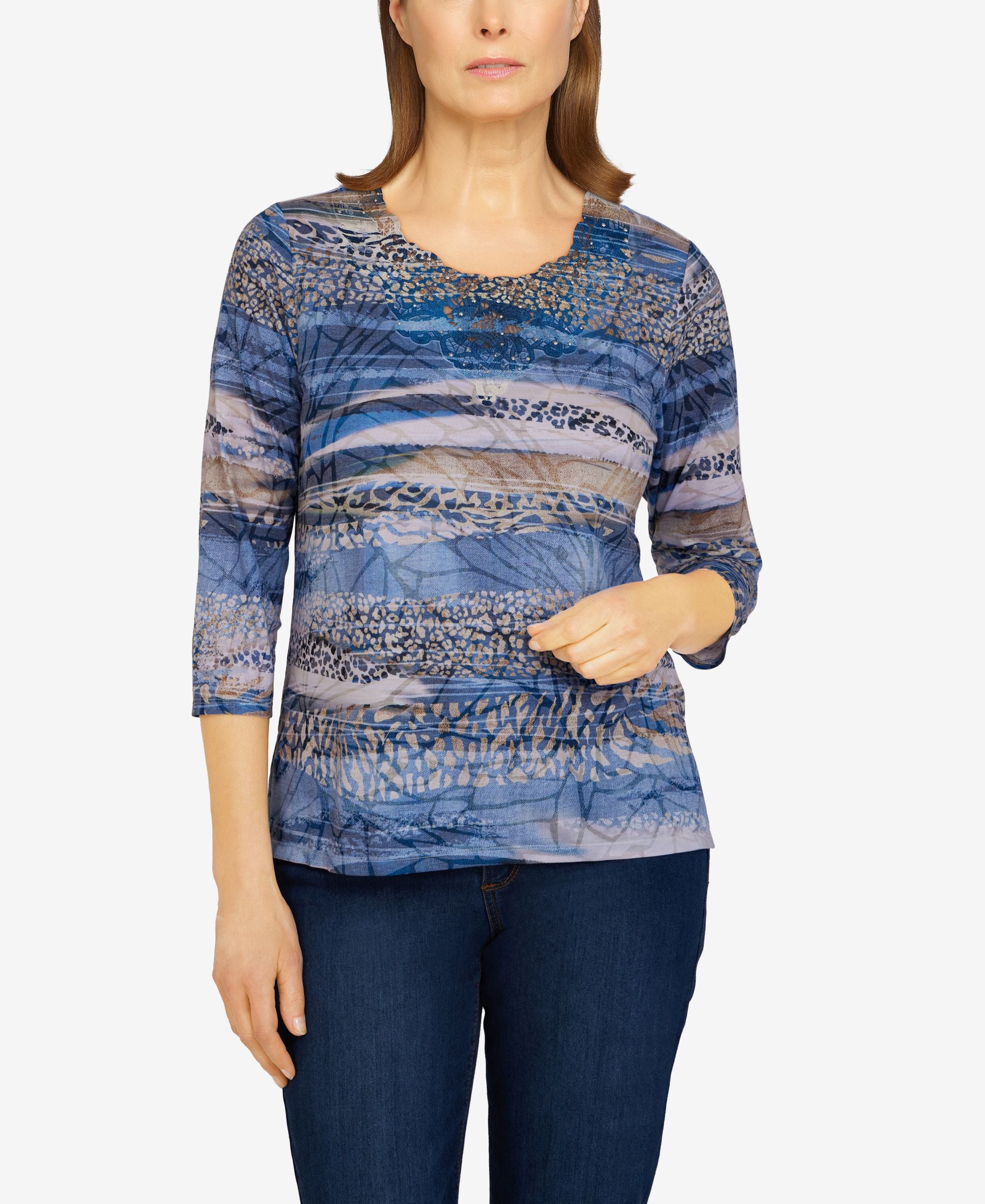 Womens Classics Animal Biadere Burnout Knit Top