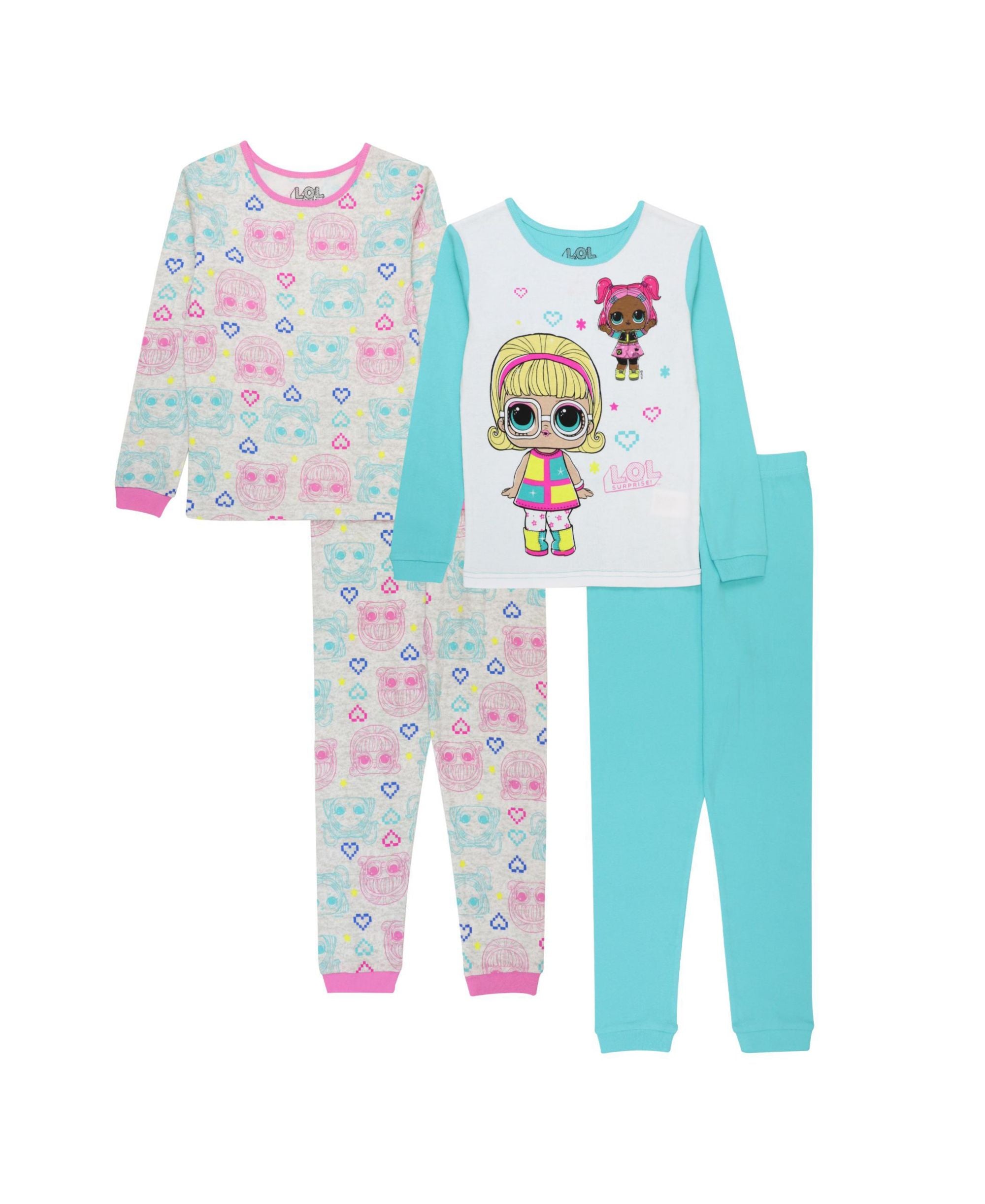 Little Girls Lol T-Shirt Pajama 4 Piece Set