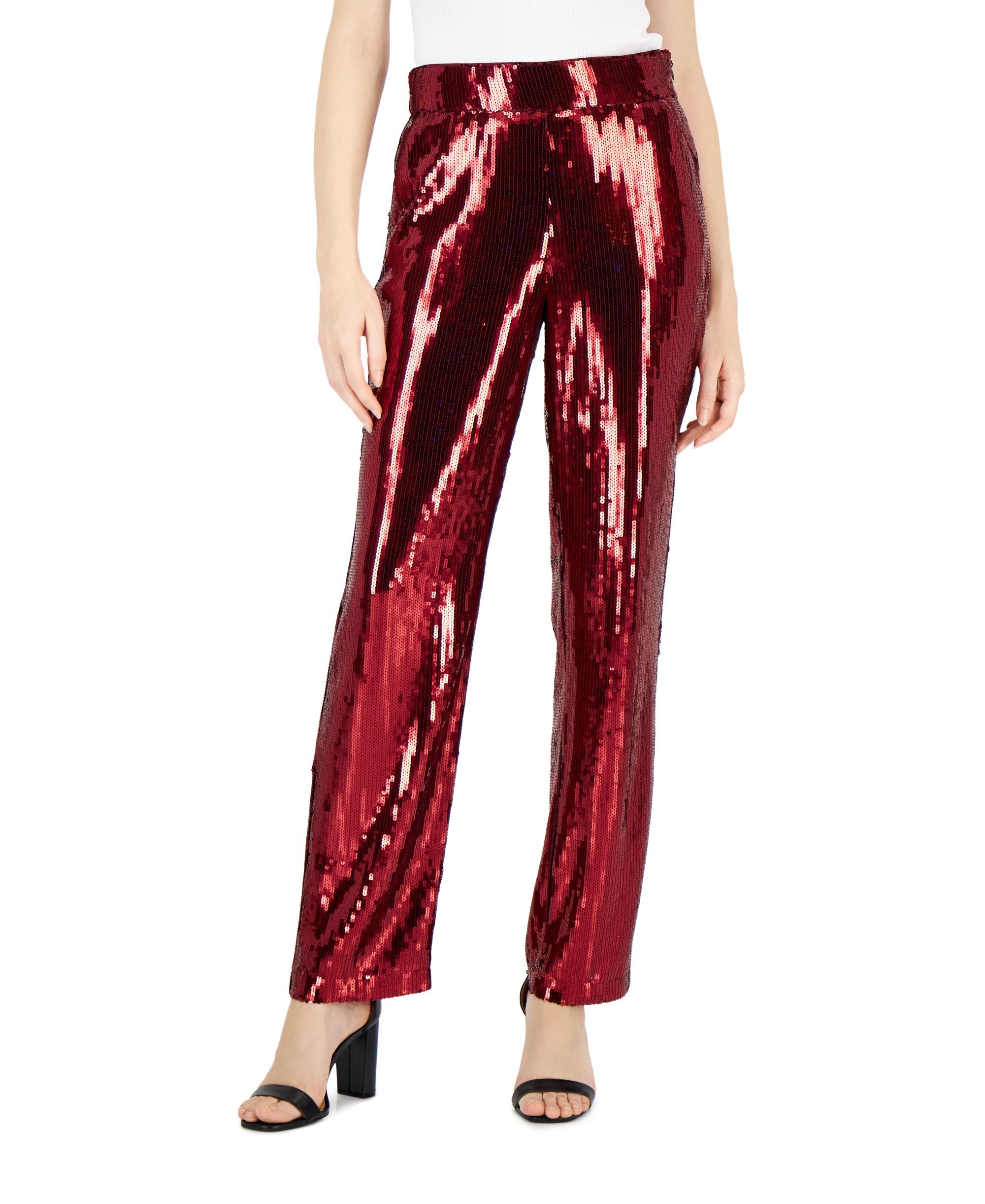 INC International Concepts Womens Sequin Straight Leg Pants
