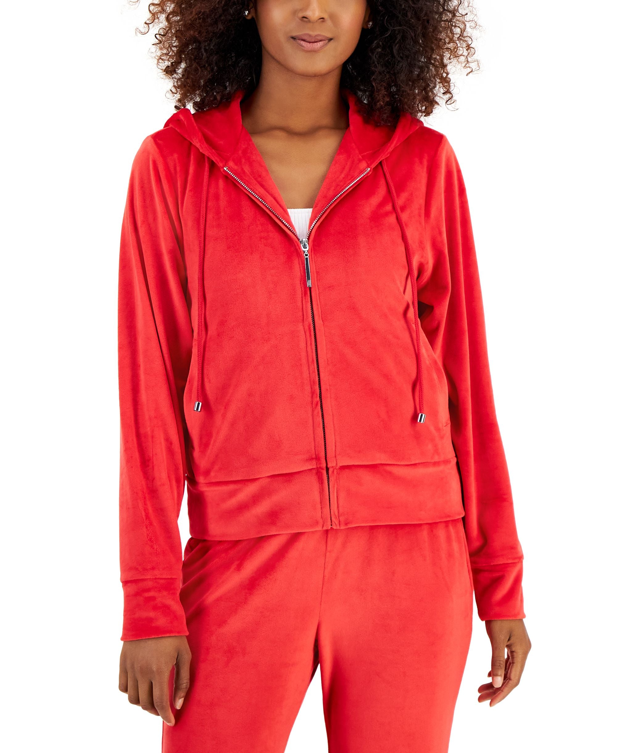 Inc International Concepts Womens Velour Zip-Up Hoodie