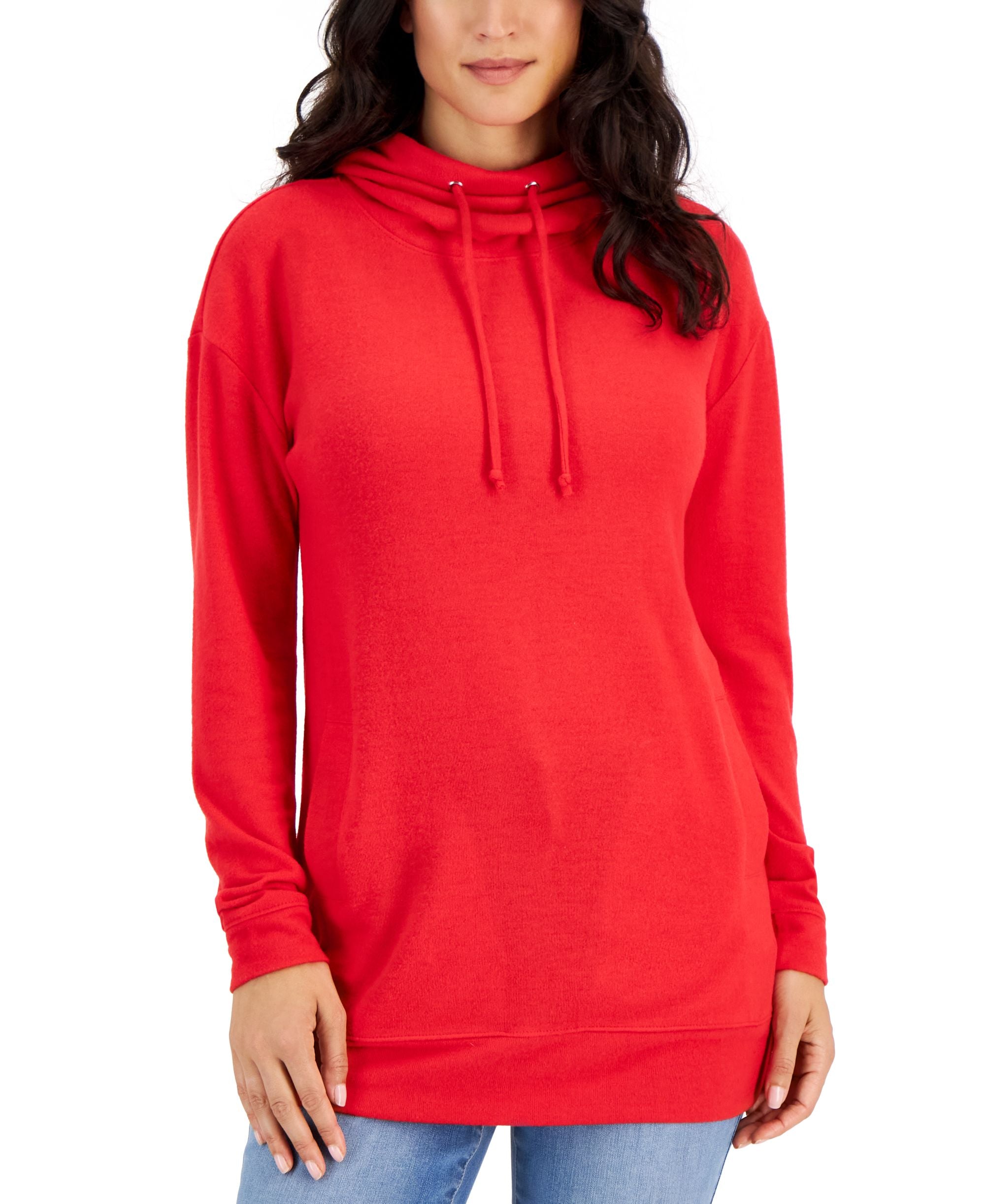 Style & Co Womens Drawstring Cowl Neck Knit Tunic
