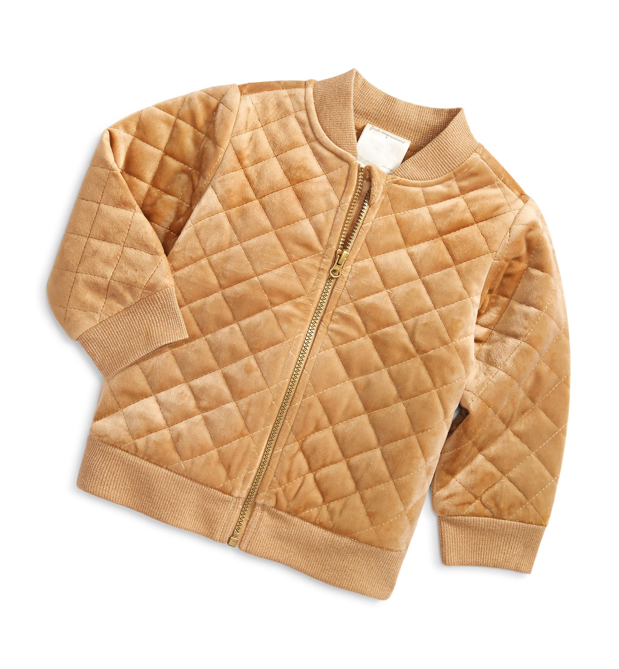 First Impressions Baby Girls Quilted Velvet Jacket
