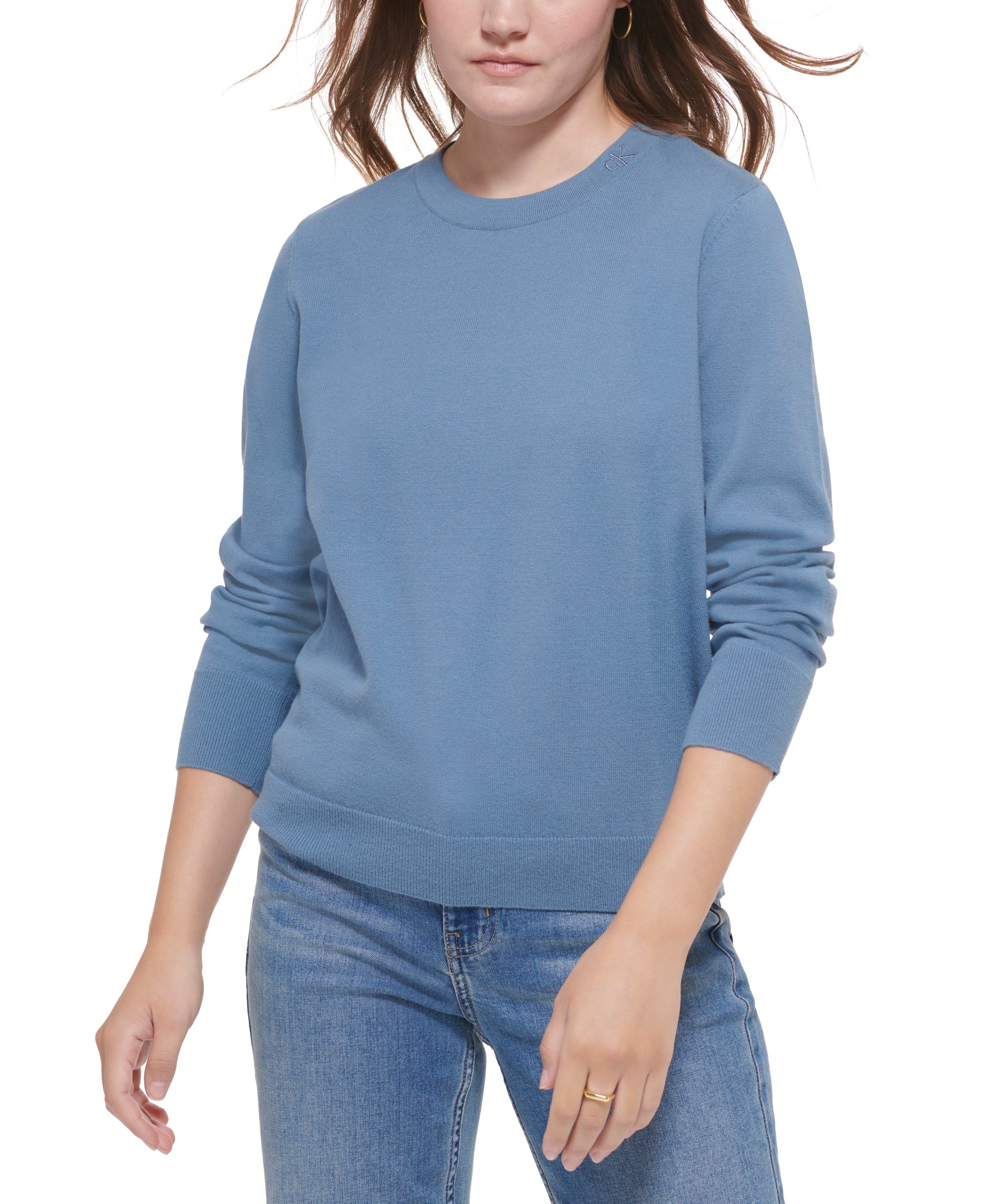 MONOGRAM LOGO EMBROIDERY AT THE NECKLINE LONG SLEEVE CREW