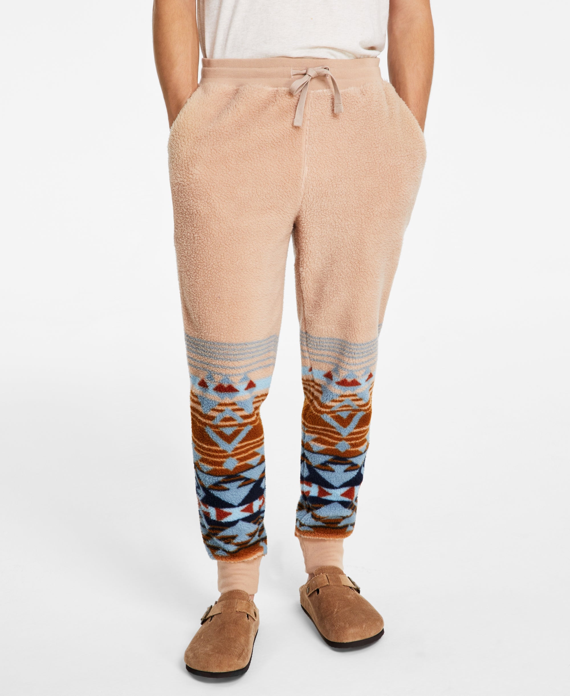 Men's Desert Snow Geo-Print Fleece Joggers