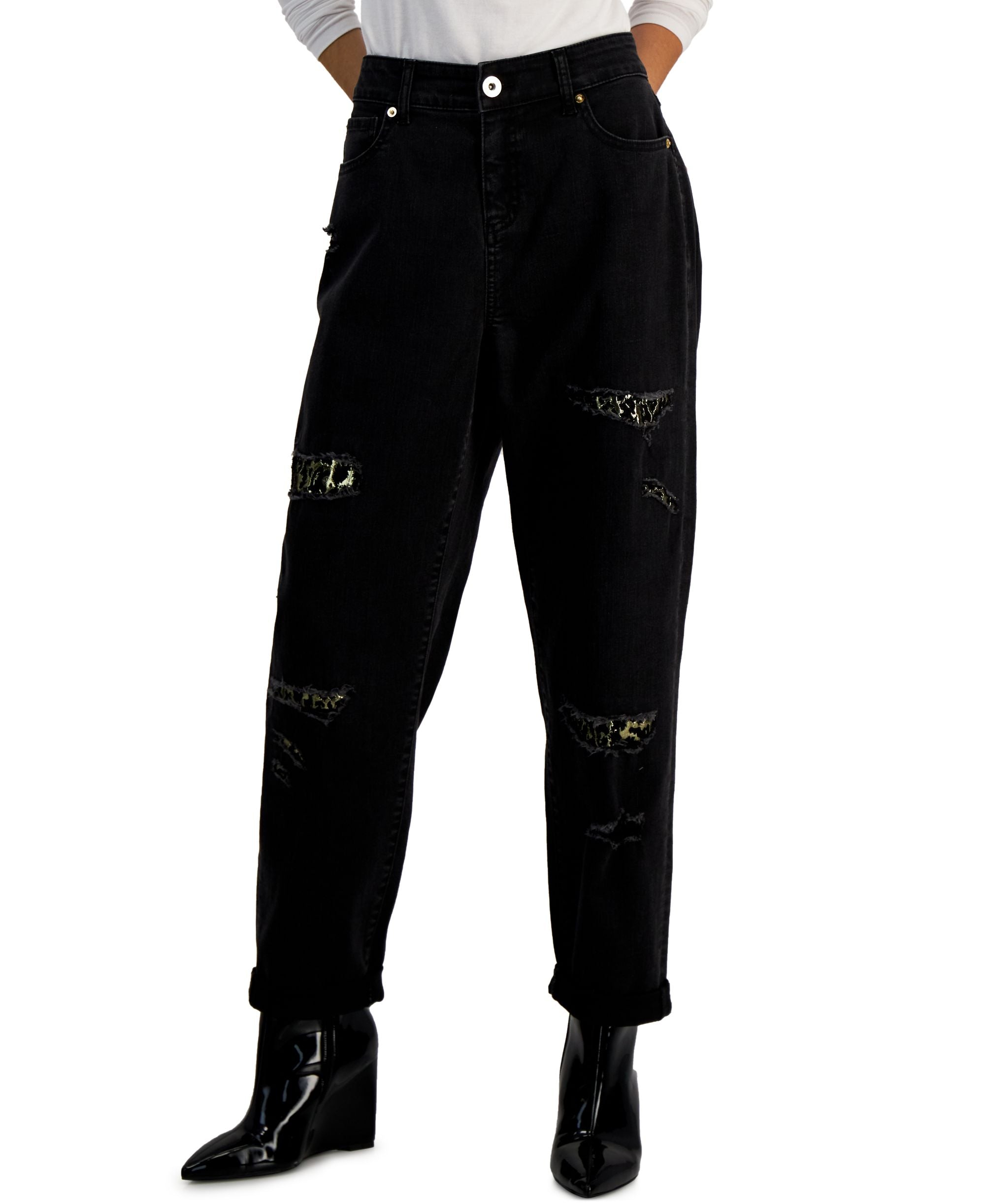 International Concepts Womens High Rise Rip Repair Jeans