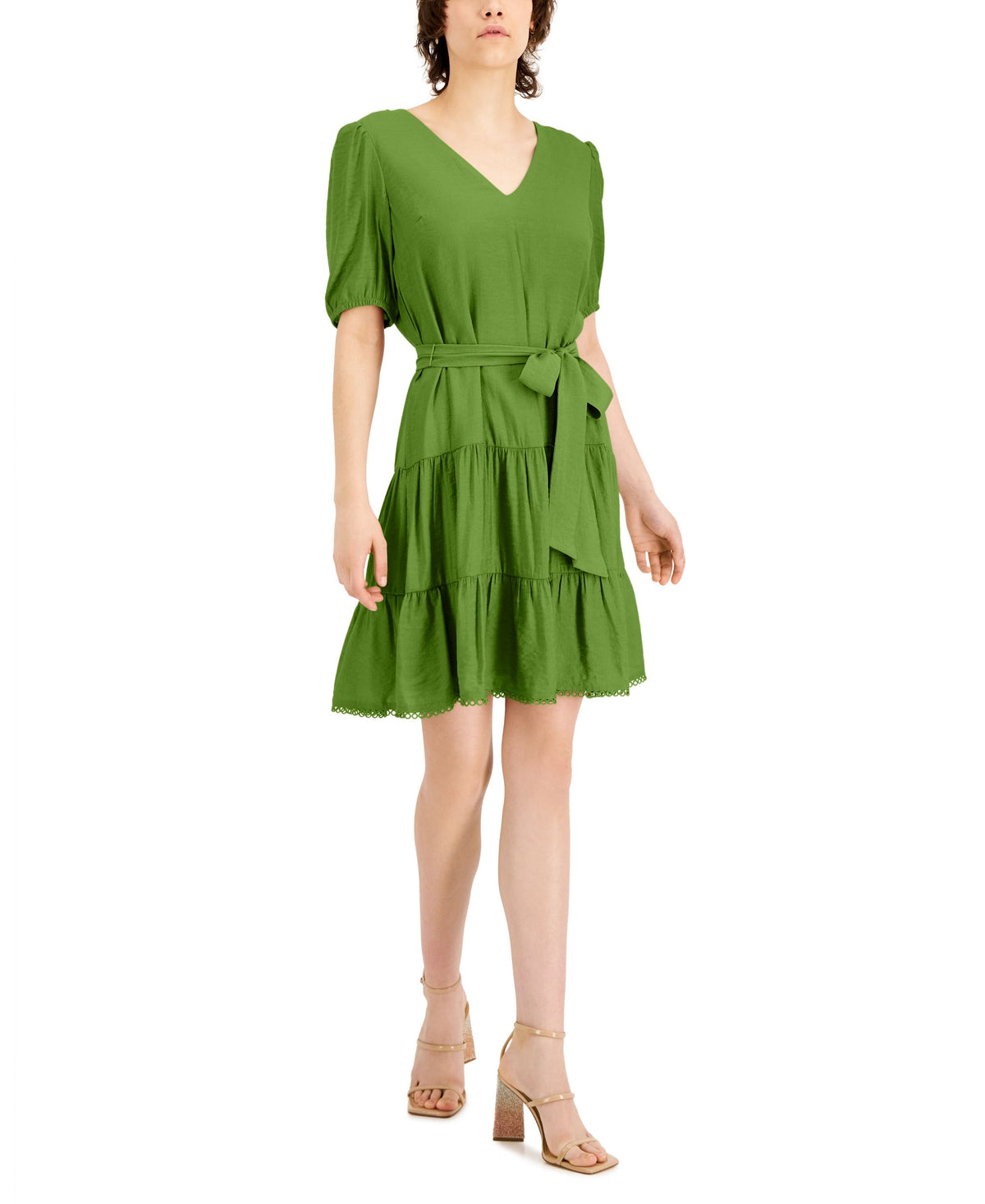 INC International Concepts Tiered V Neck A Line Dress