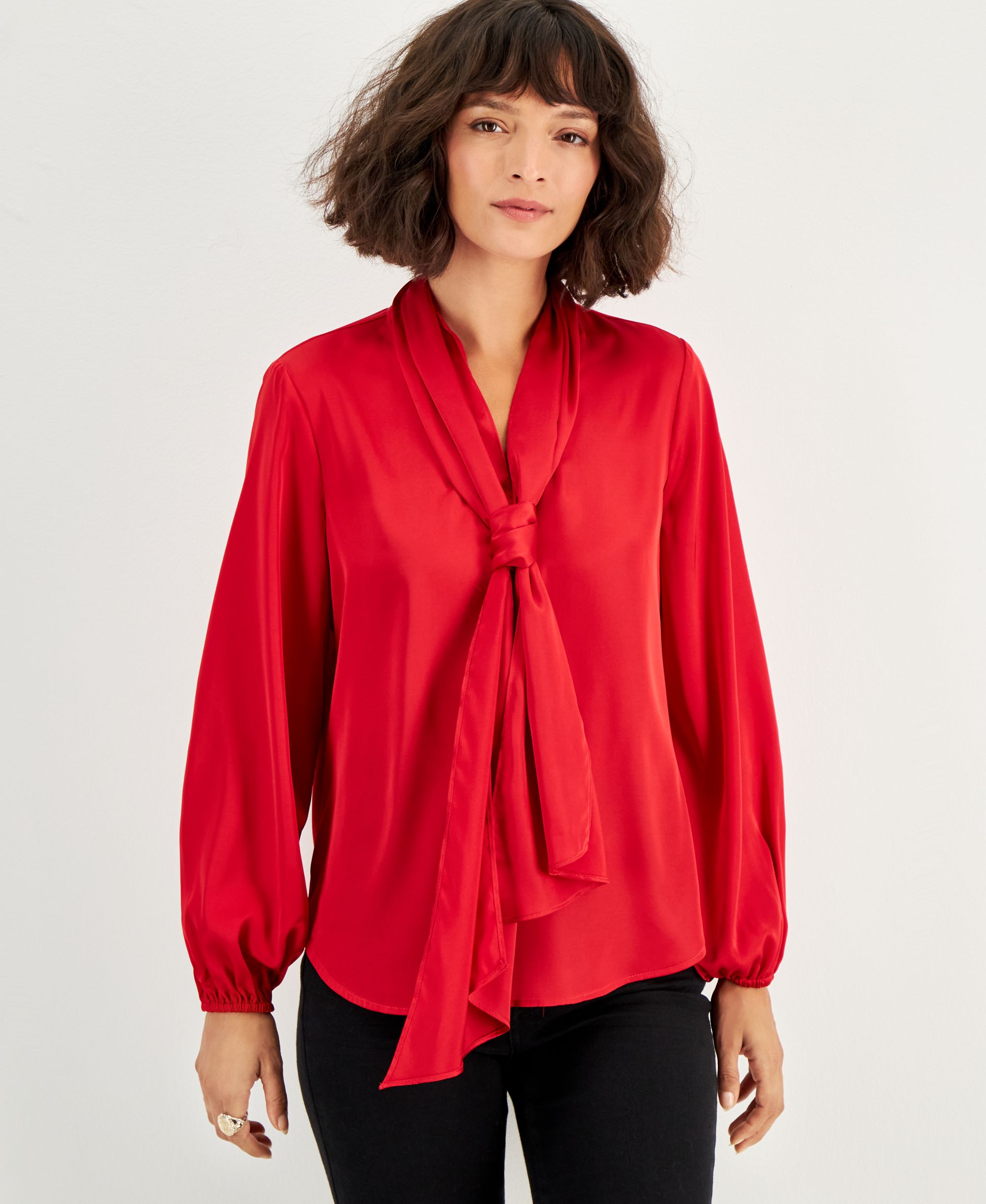 Women's Bow-Tie Long-Sleeve Blouse