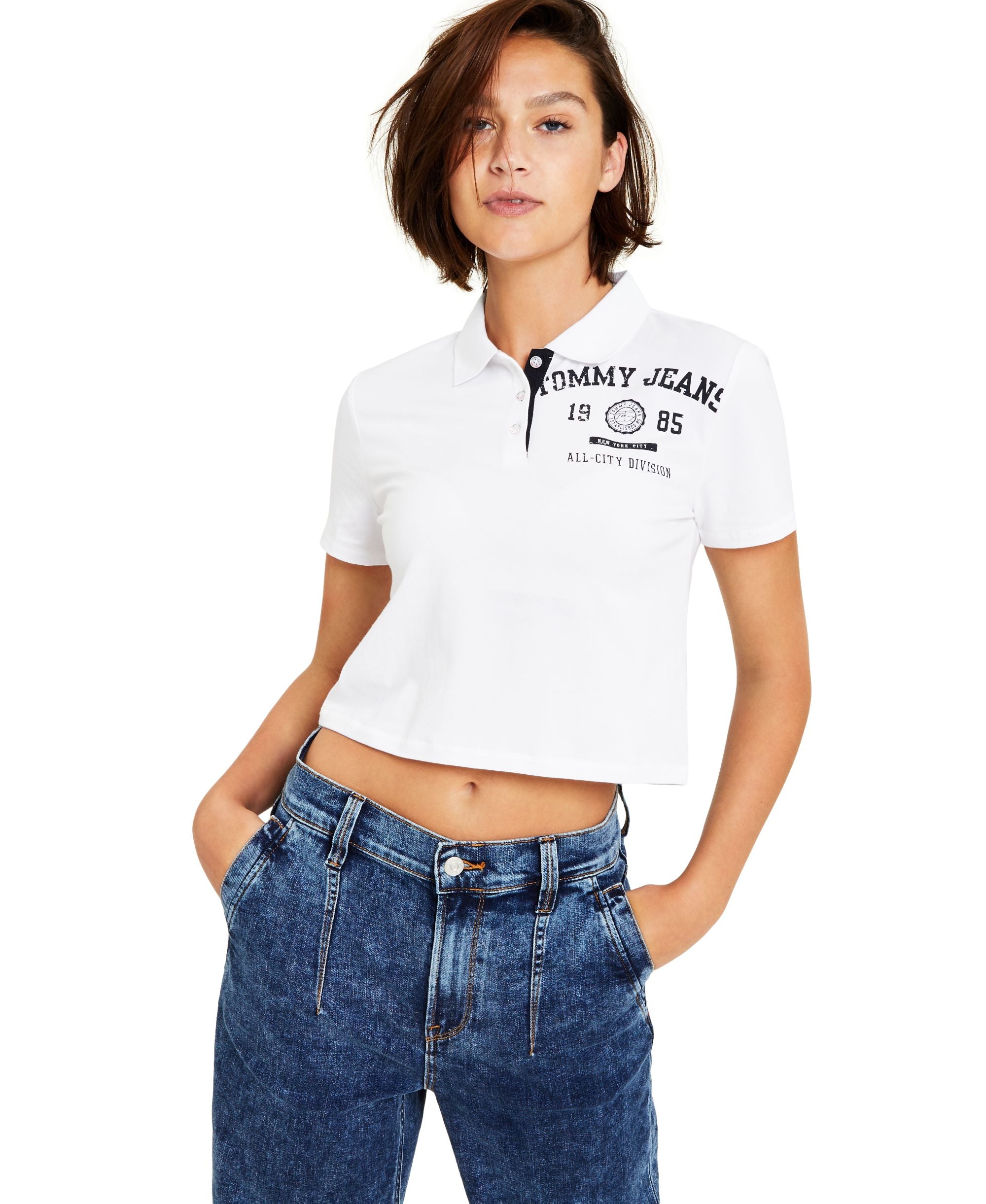 Tommy Jeans Womens Cropped Polo Top