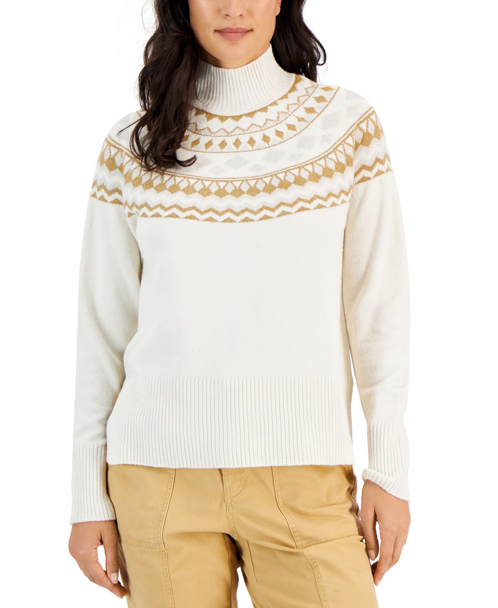 Style & Co Womens Fairisle Mock Neck Sweater