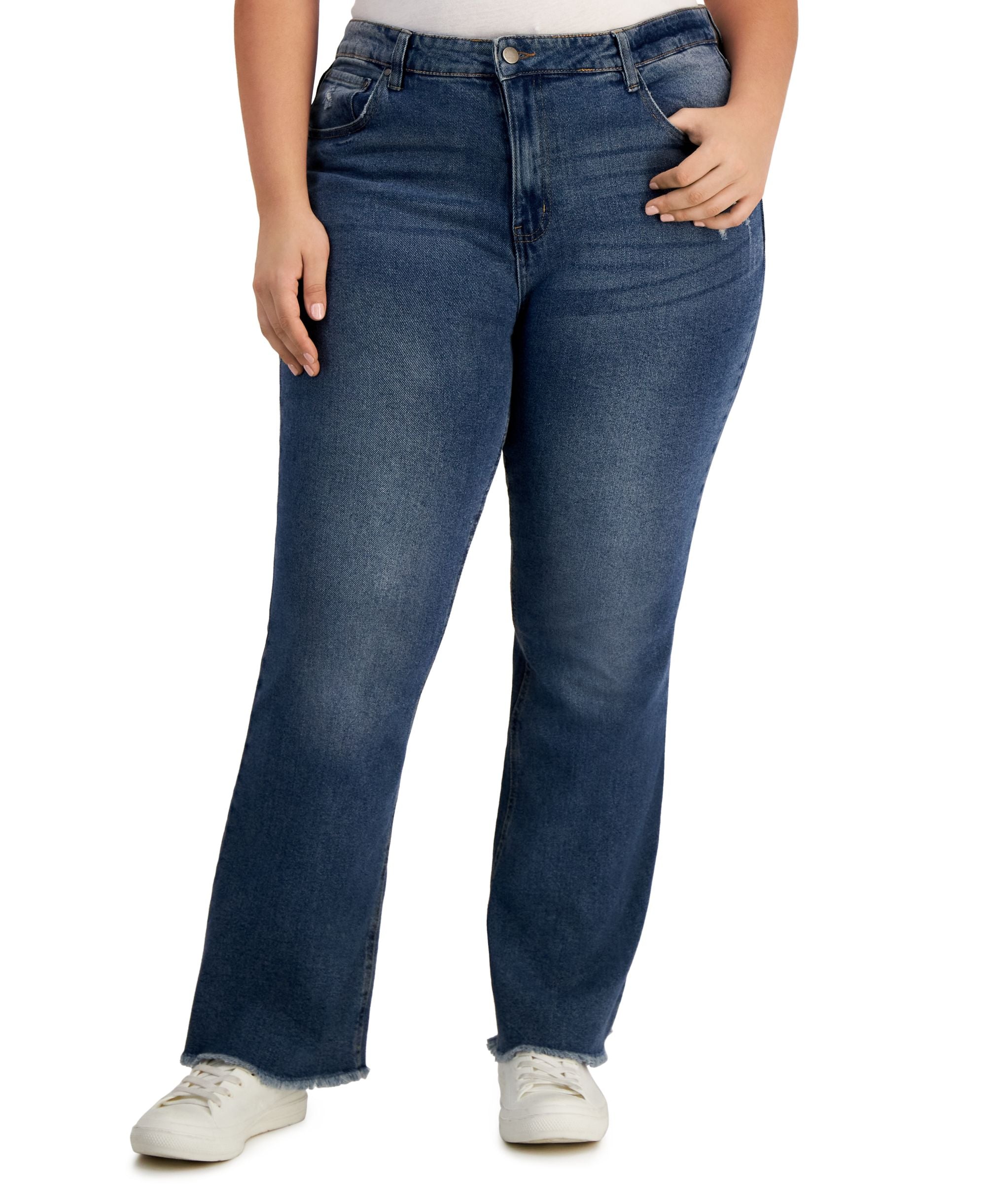 Tinseltown Trendy Plus Size Ripped Flare Leg Jeans