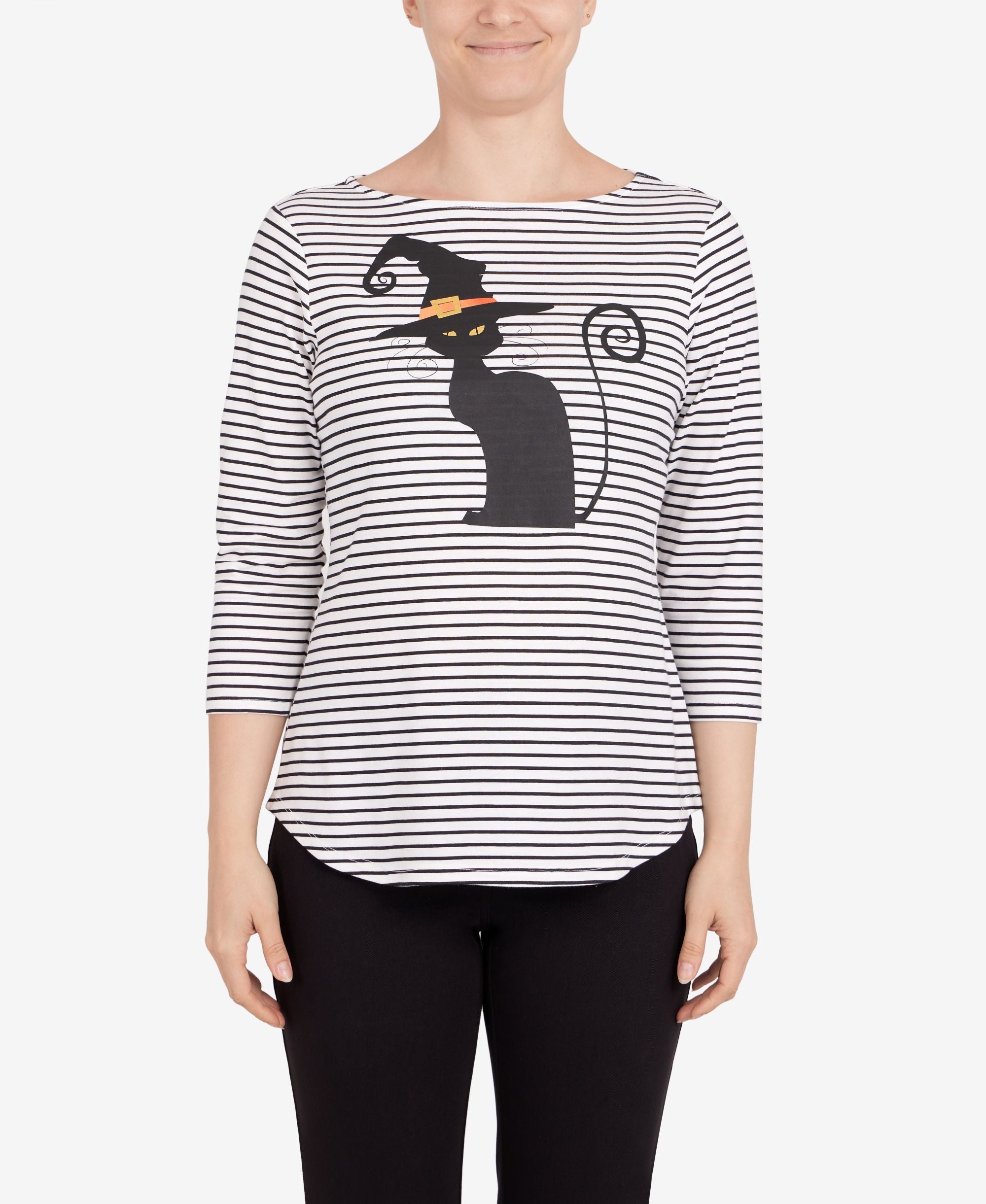 Ruby Rd. Petite Size Spooky Stripe Top