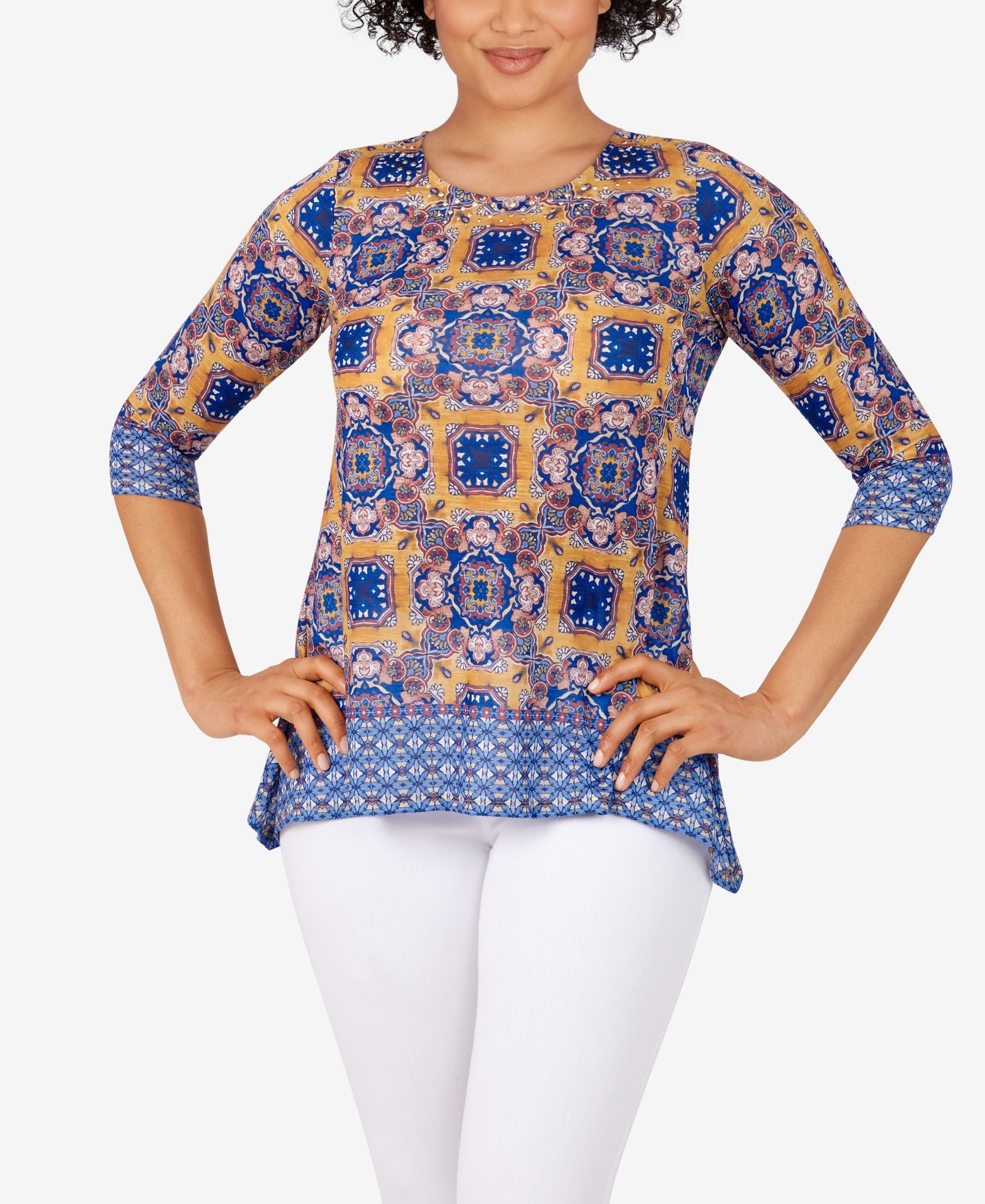 Ruby Rd. Petite Size Tile Border Sublimation Top
