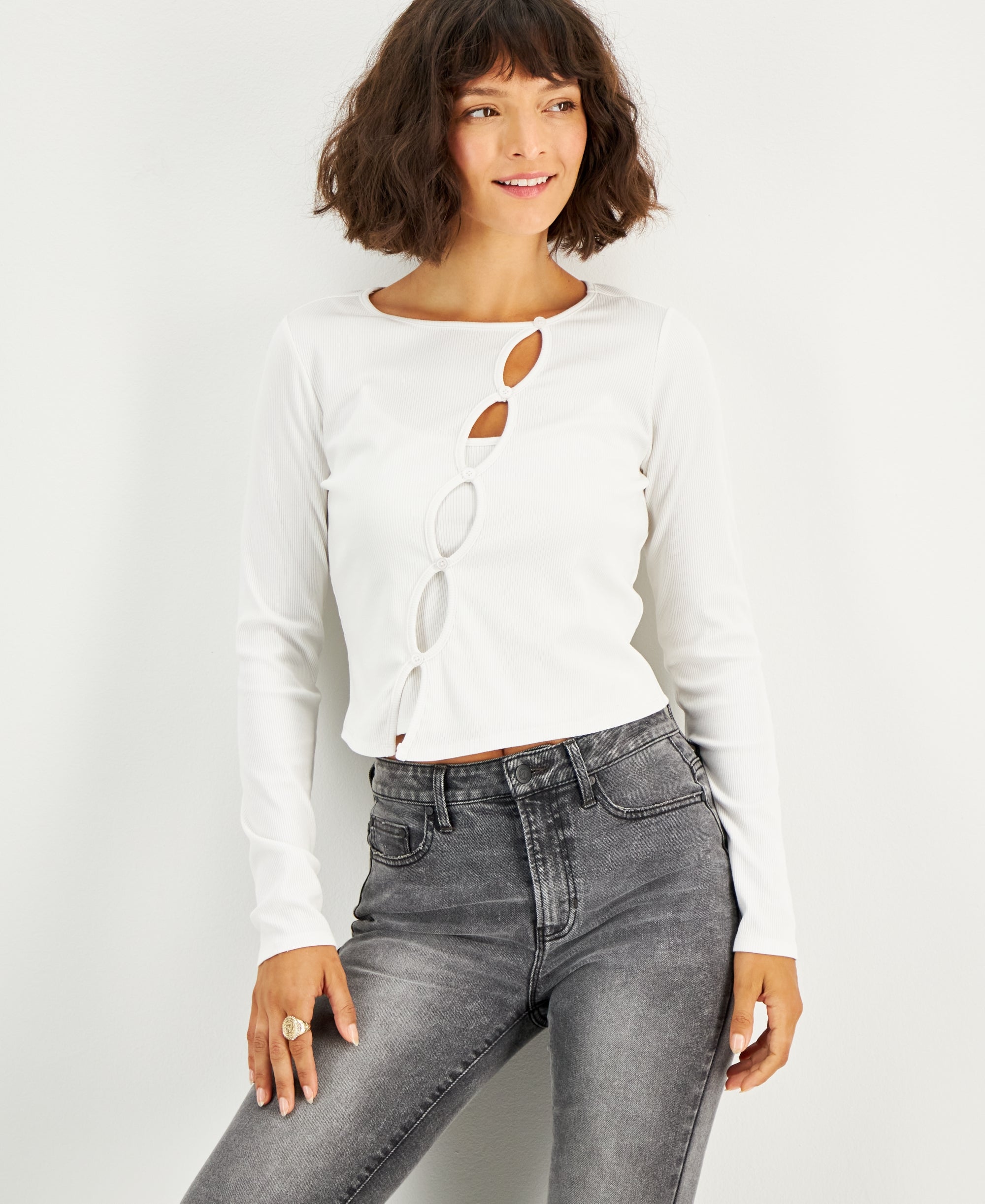 Women's Ribbed Cutout Top