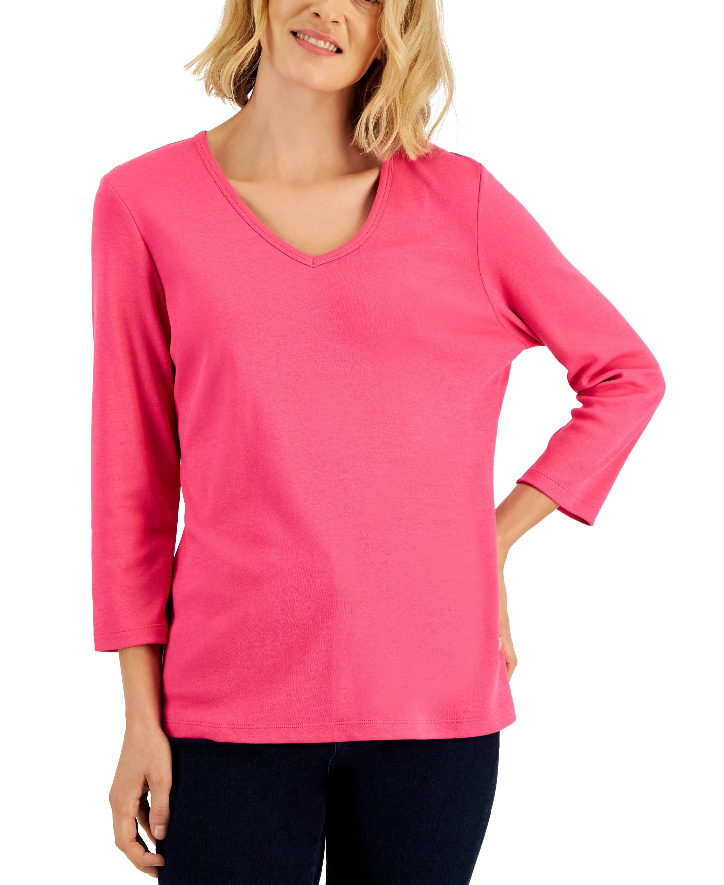 V-Neck 3/4-Sleeve Top