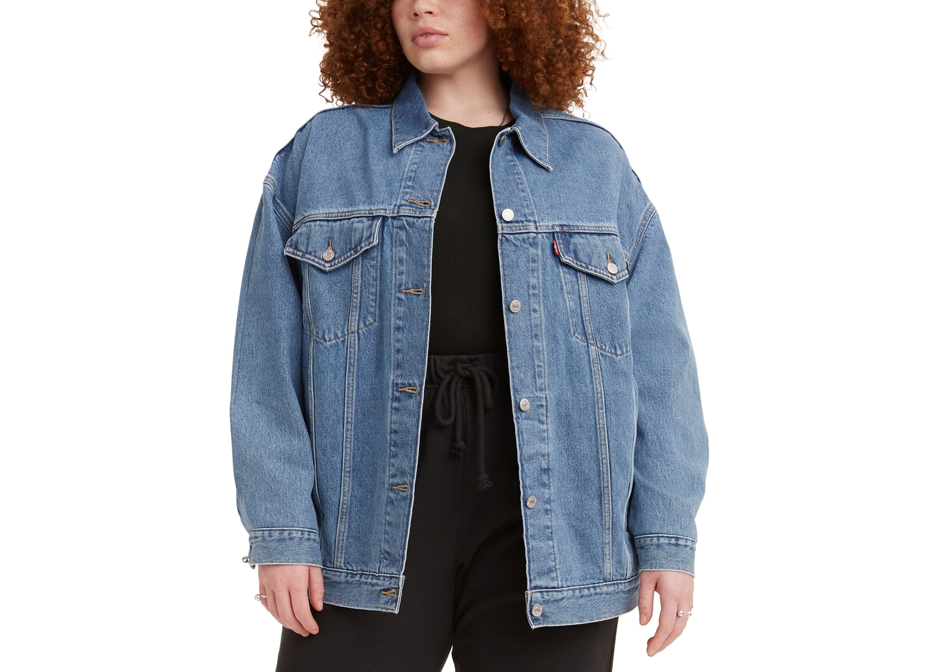 Trendy Plus Size Cotton Baggy Trucker Jacket