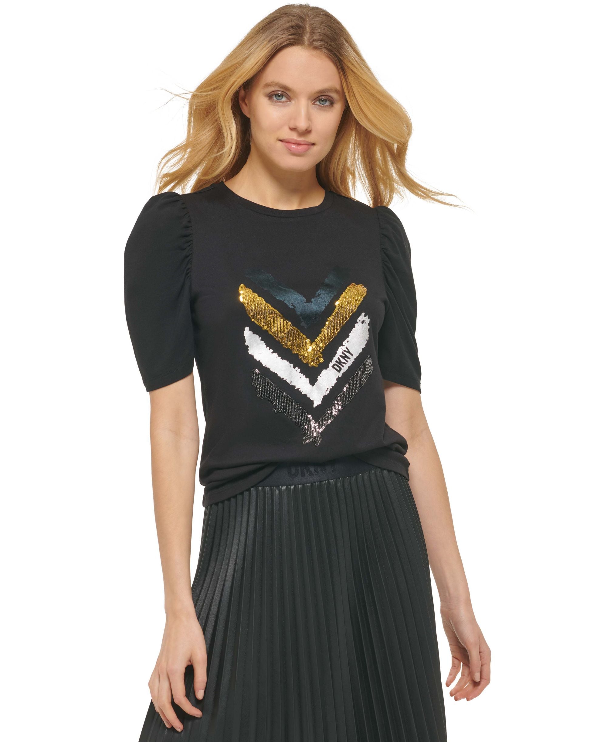 Puffed Sleeve Embellished Top