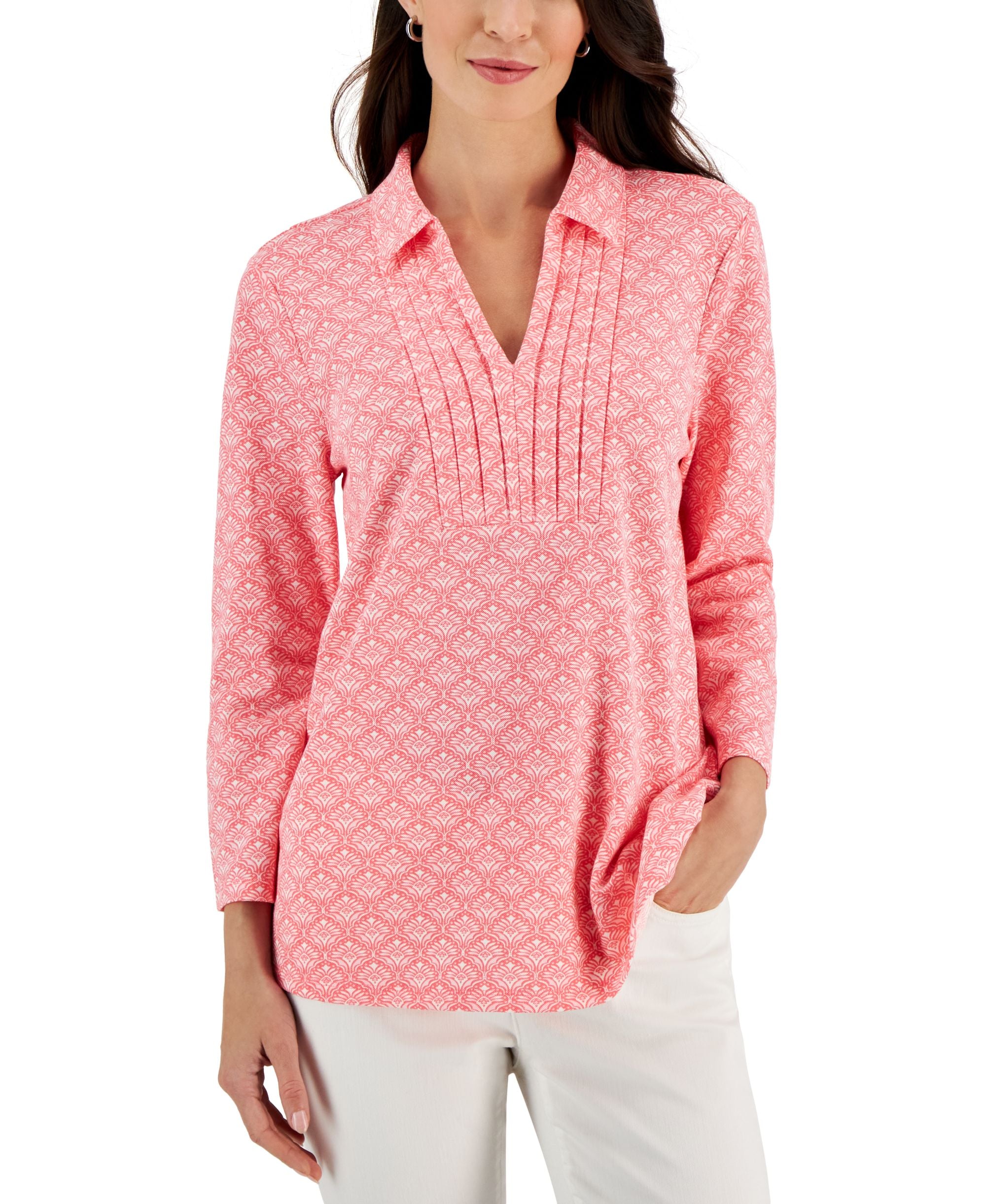 Women's Foulard Pleated Polo Top