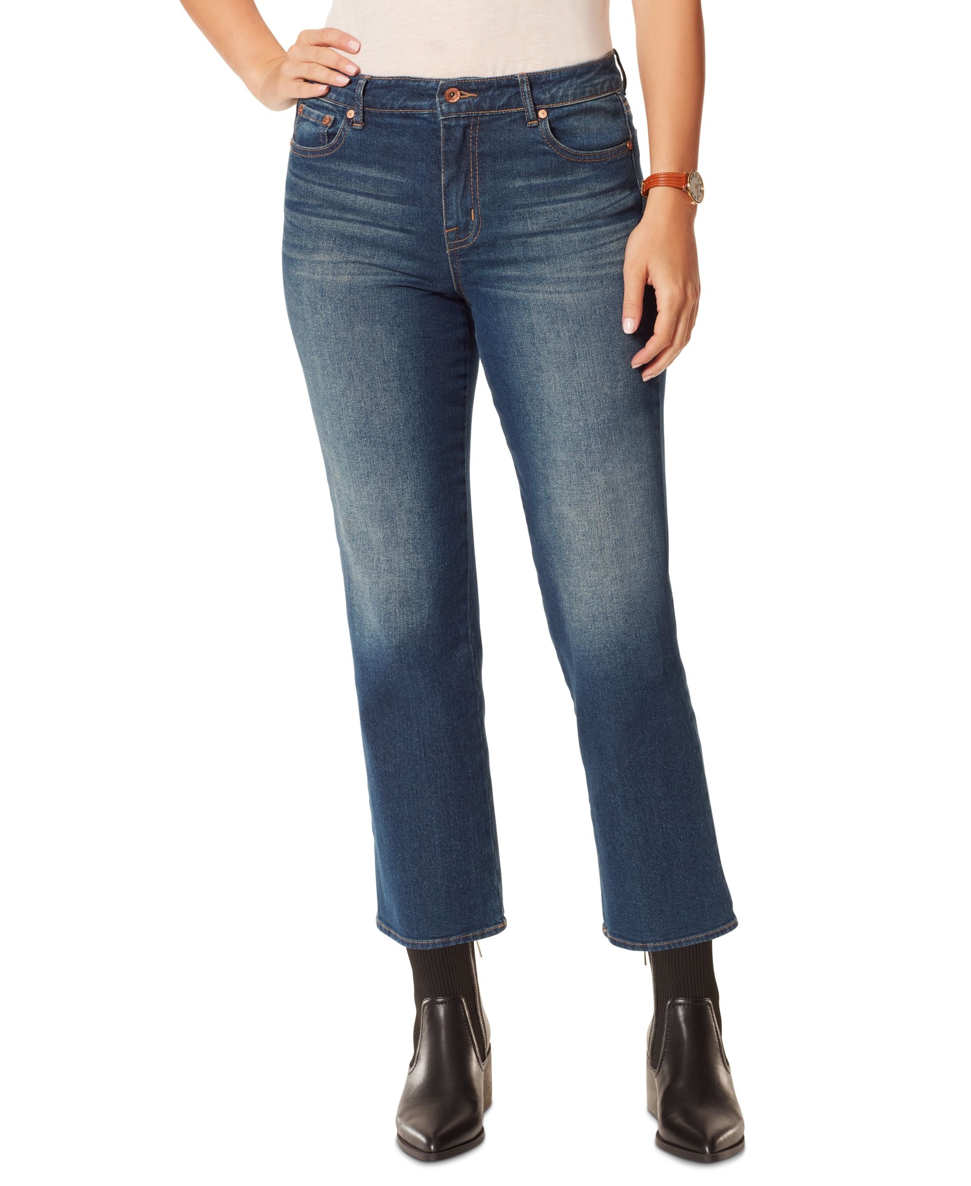 Anne Klein Jeans Womens Straight Ankle Length Jeans