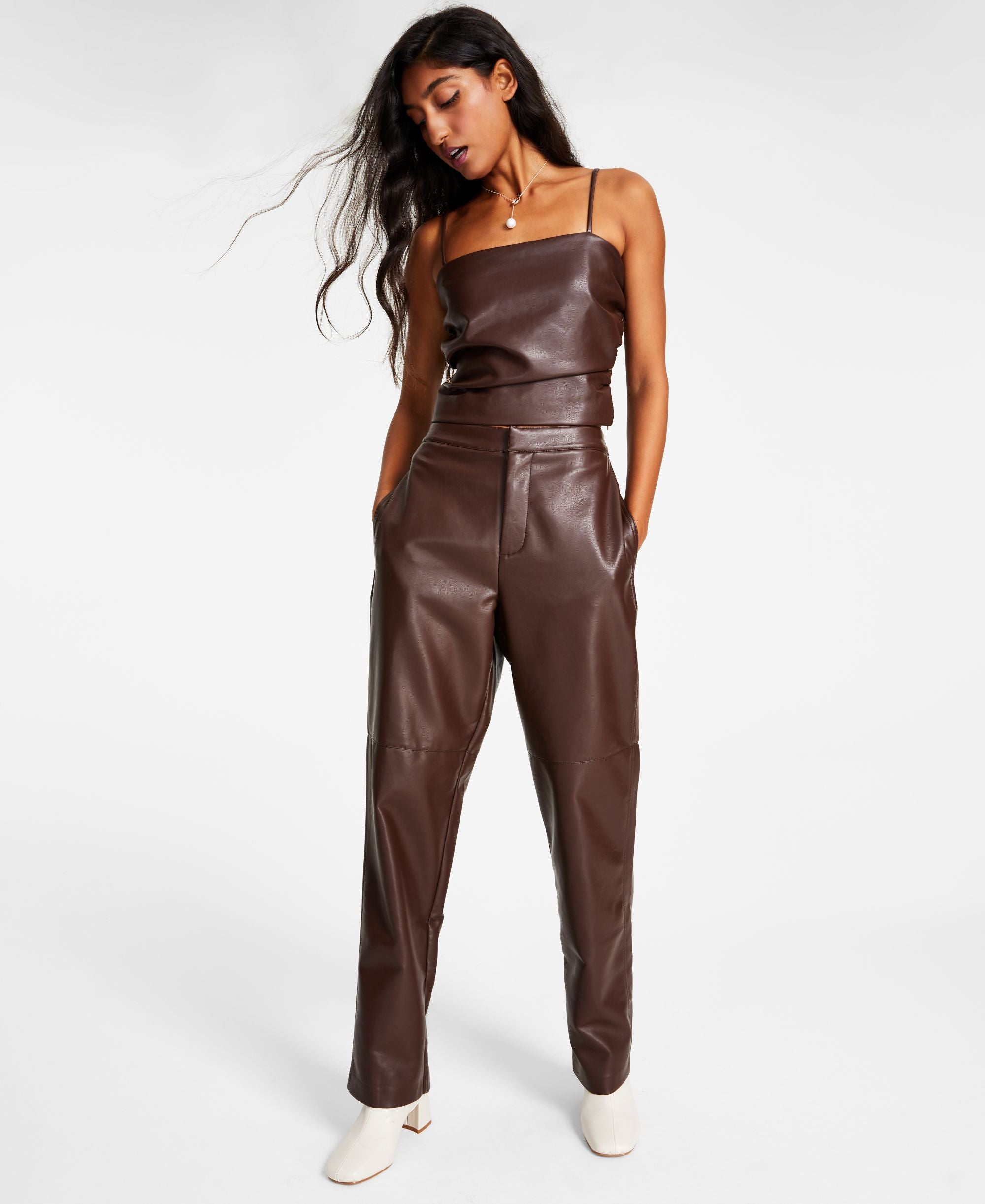 Women's Seamed Straight-Leg Elastic-Back Pants