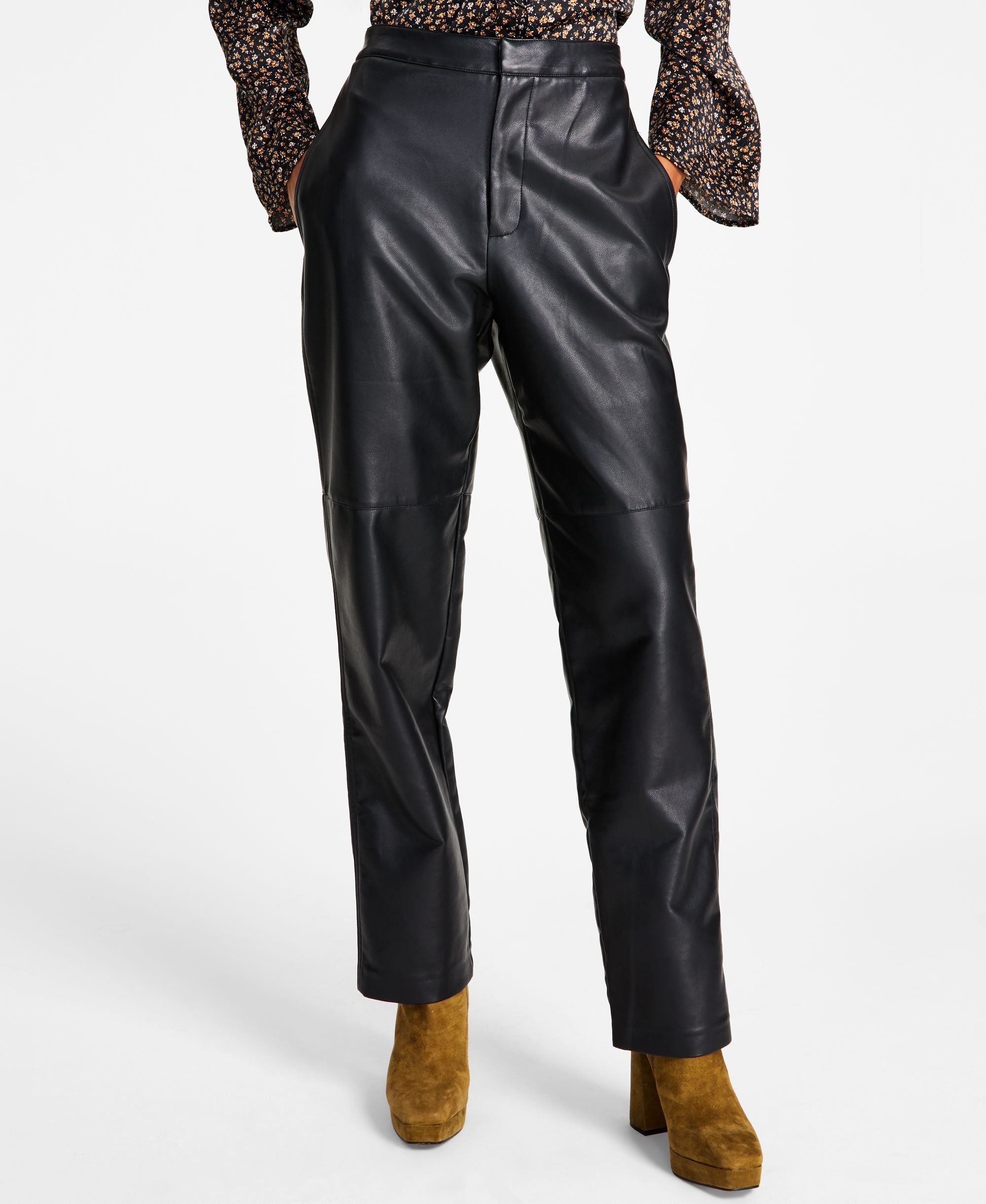 Women's Seamed Straight-Leg Elastic-Back Pants