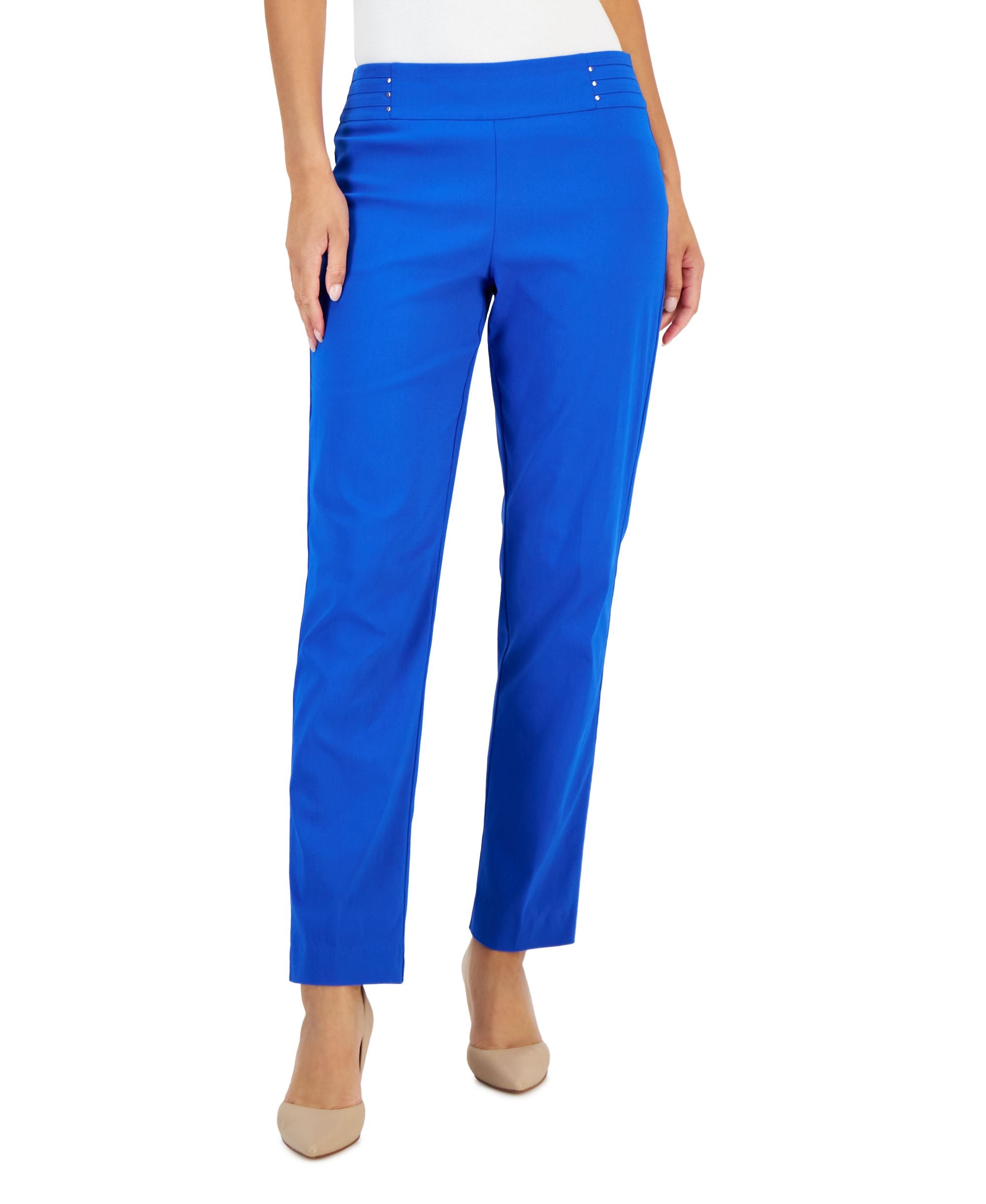 Petite Rivet-Detail Pull-On Ankle Pants