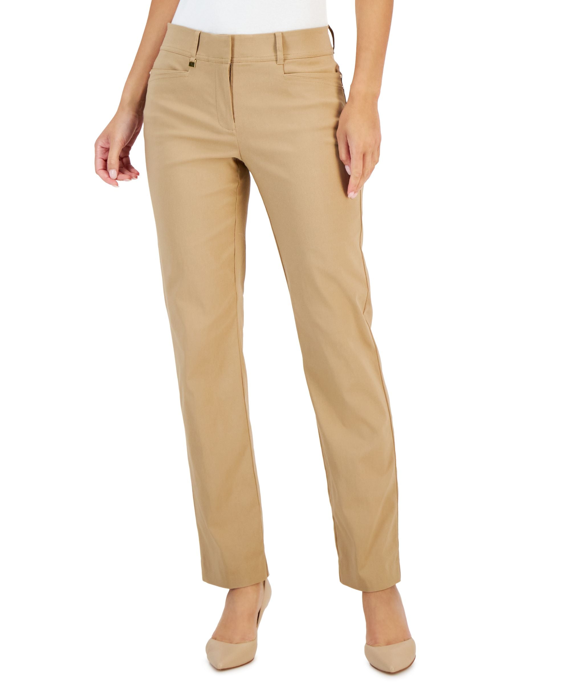 JM Collection Petite Curvy Fit Flat Front Tummy Control Pants