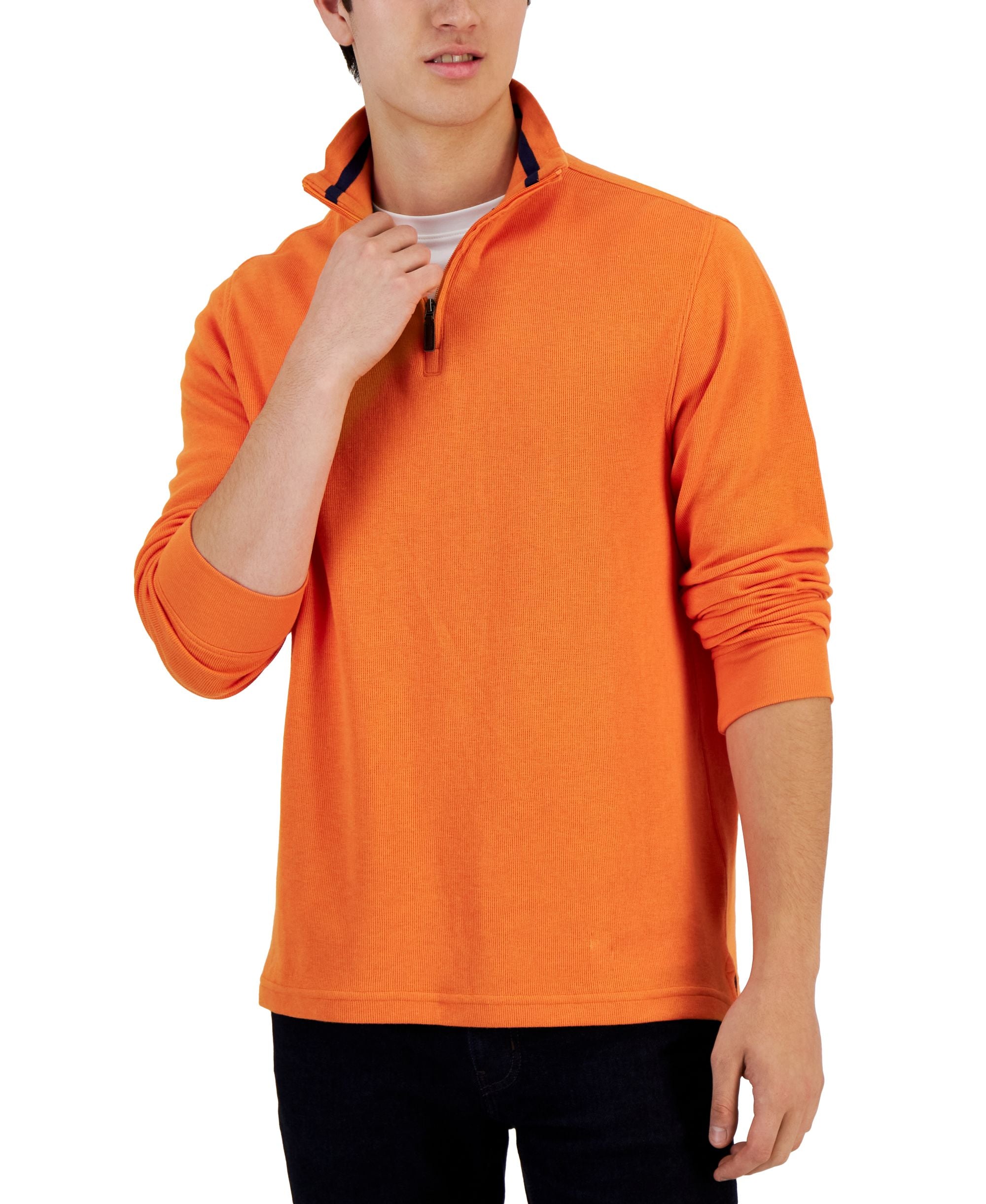 Club Room Mens Solid Classic Fit French Rib Quarter Zip Sweater