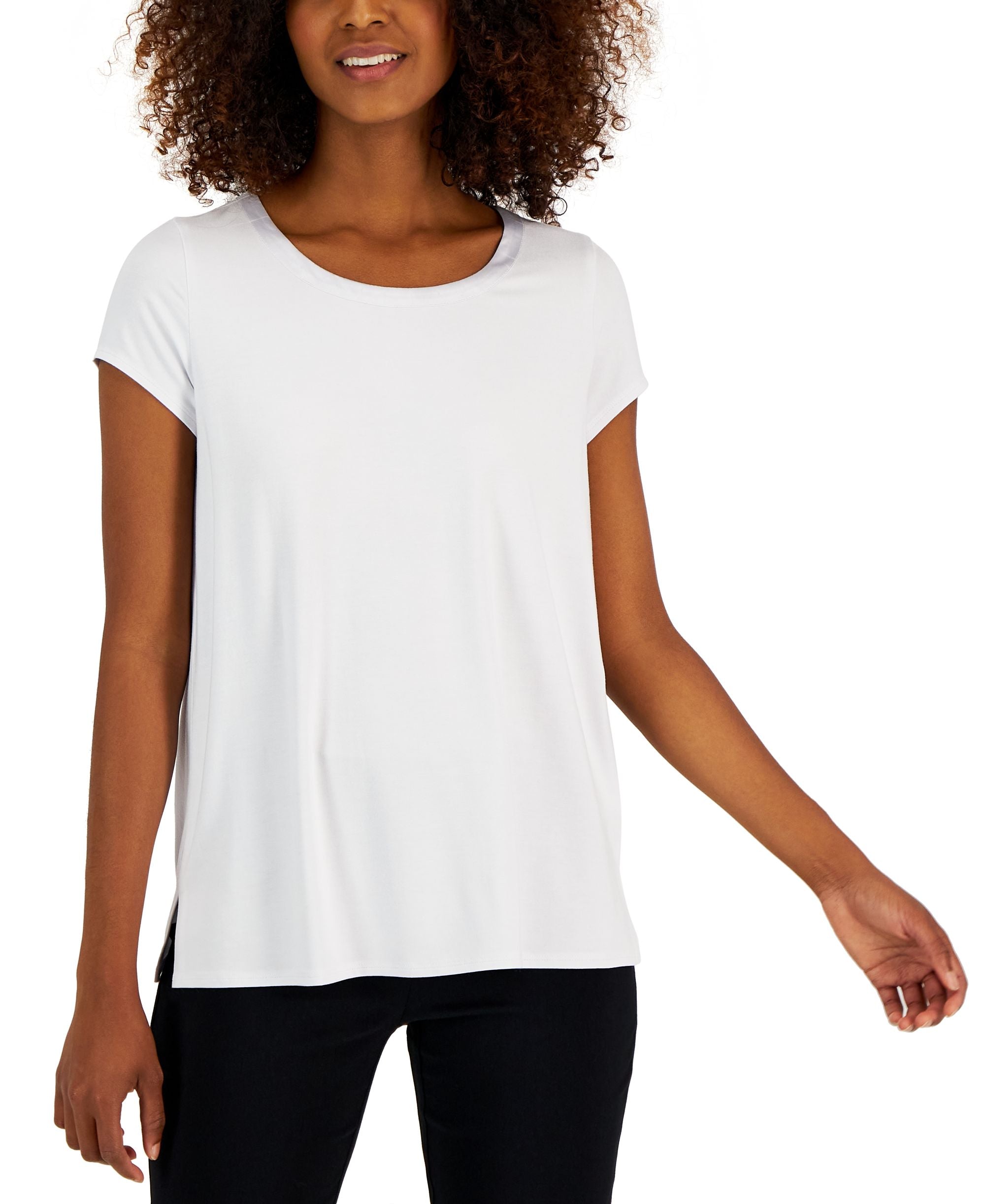 Women's Satin-Trim Scoop-Neck Top