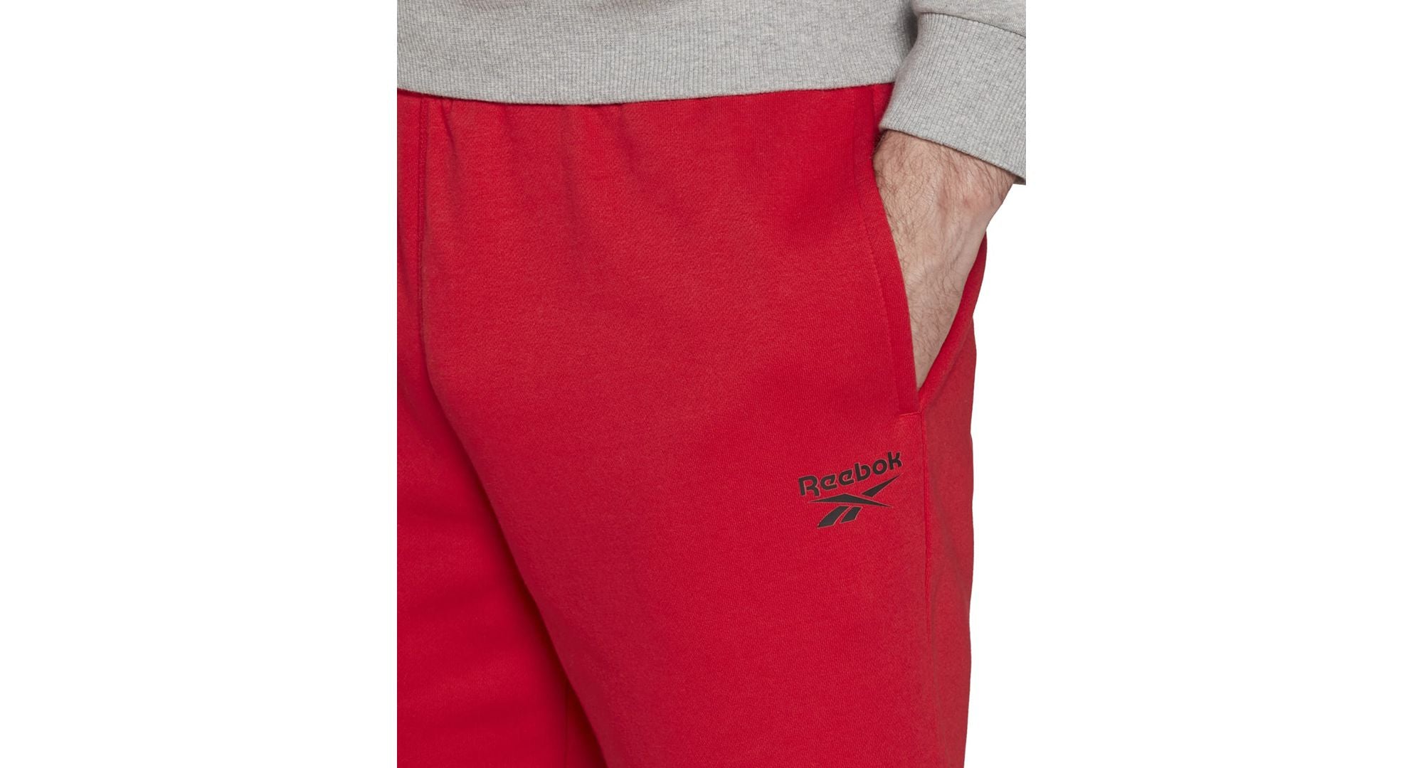 Reebok Mens Identity Slim Fit Logo Print Fleece Shorts