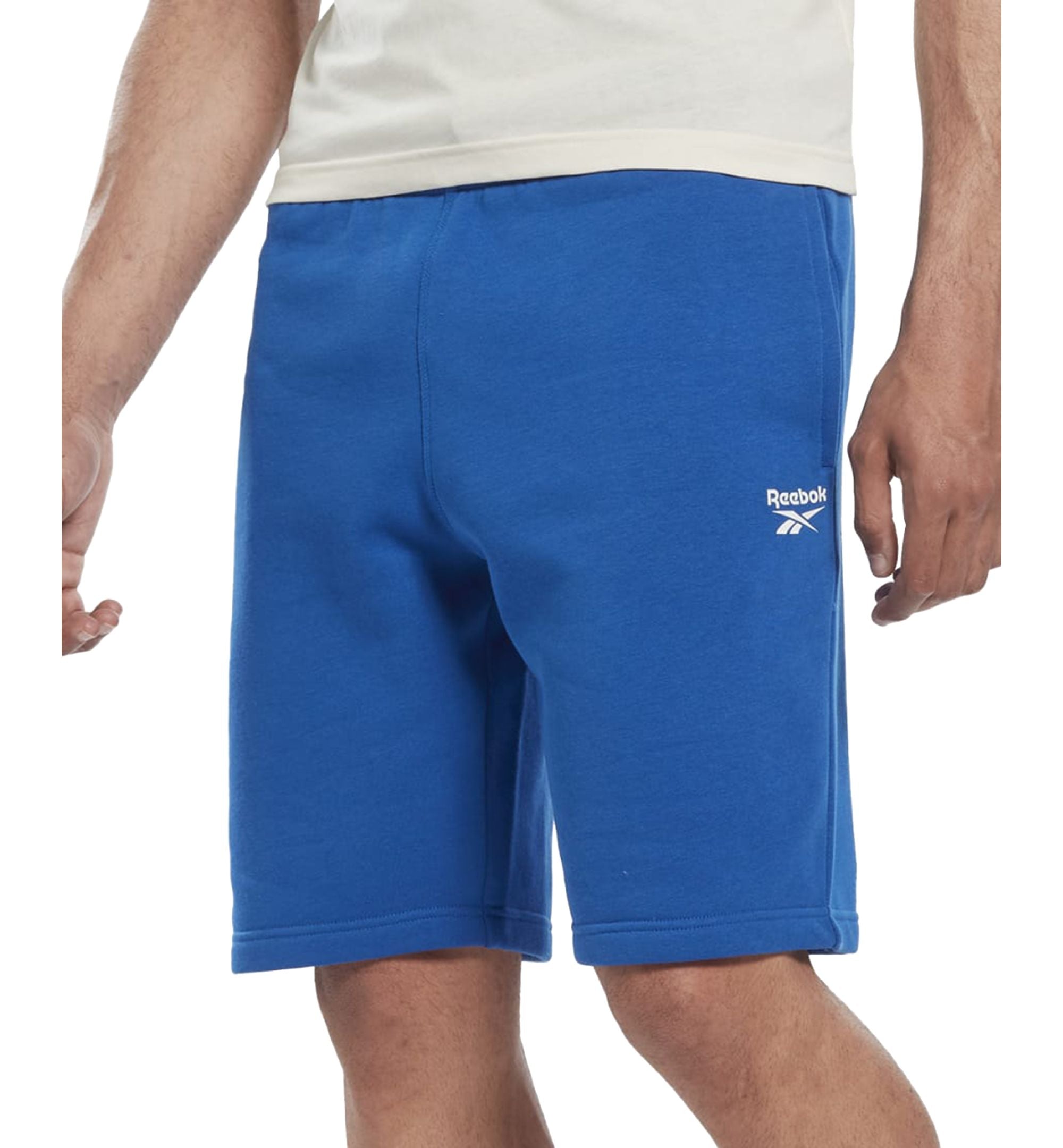 Reebok Mens Identity Slim Fit Logo Print Fleece Shorts