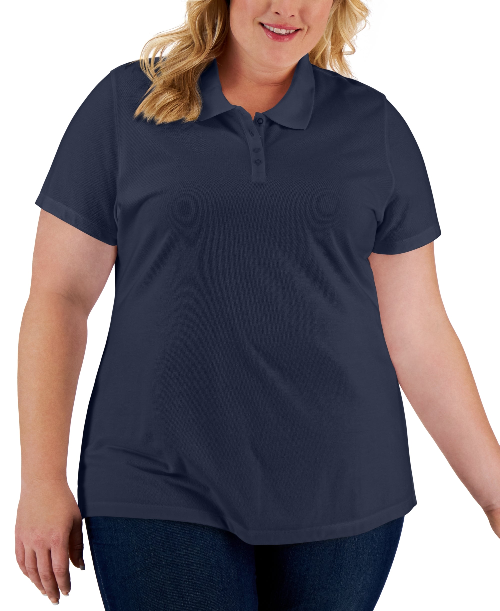 Plus Size Cotton Short-Sleeve Polo Shirt