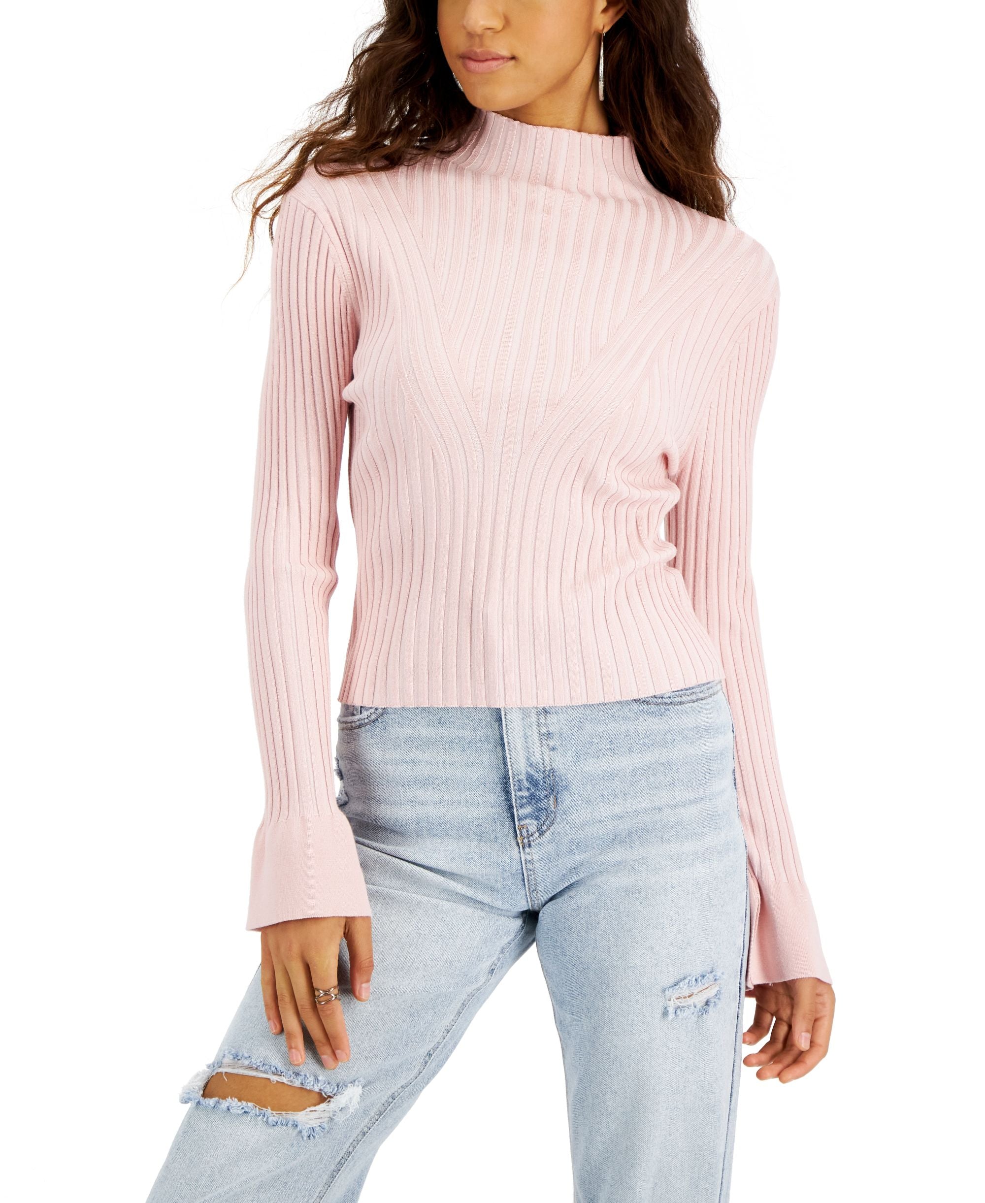 Juniors' Funnel Neck Bell Sleeve Sweater