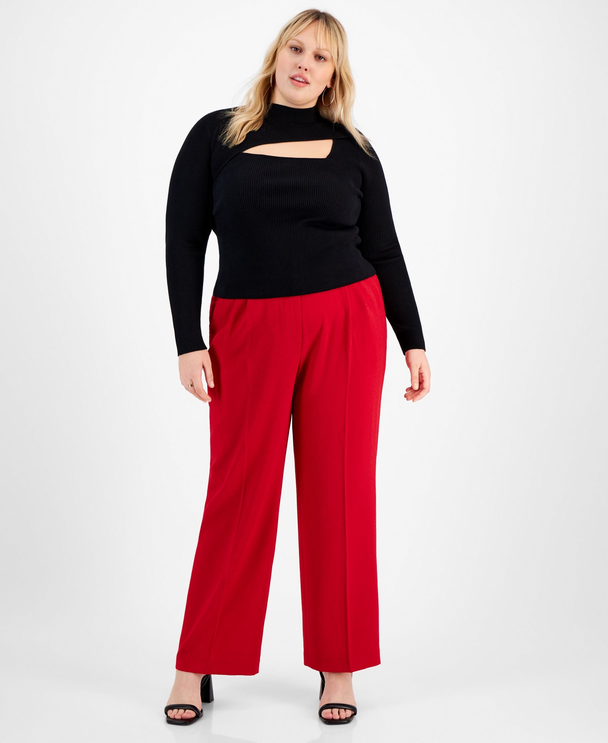 Bar III Plus Size Cutout Long Sleeve Sweater