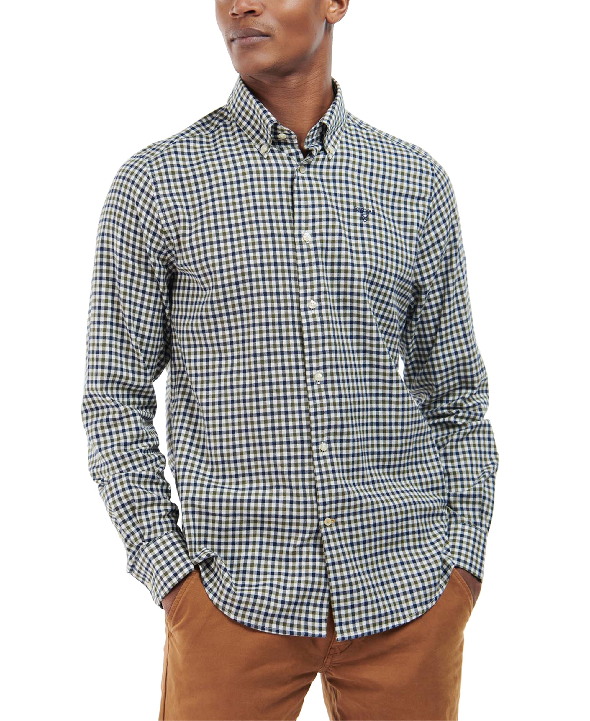 Men's Finkle Tailored-Fit Gingham Check Button-Down Twill Shirt