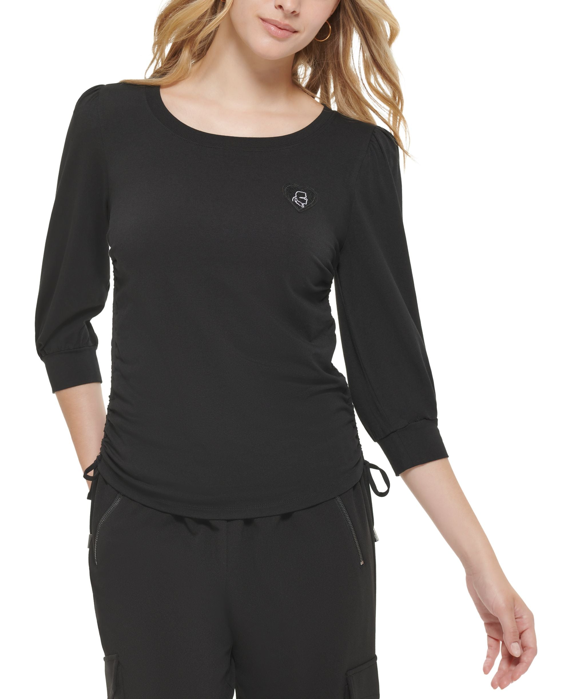 Karl Lagerfeld Paris Womens Side Drawstring Knit Top