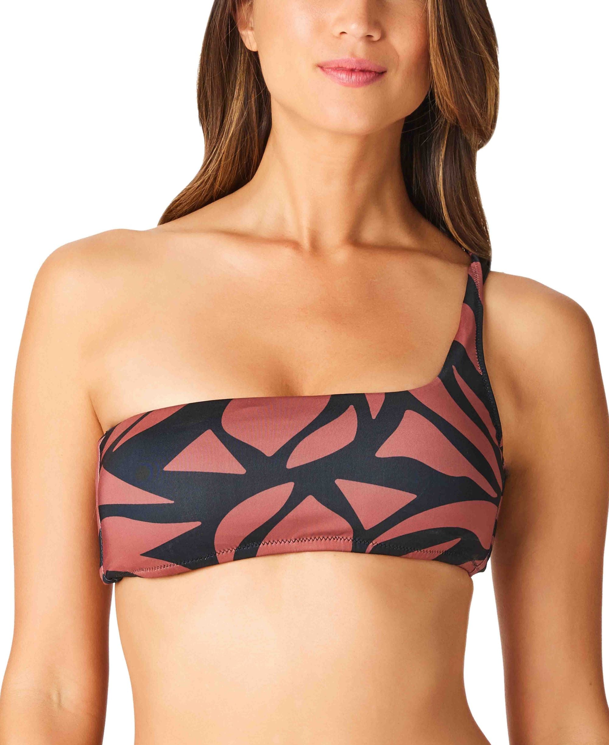 Abstract Animal One Shoulder Bikini Top