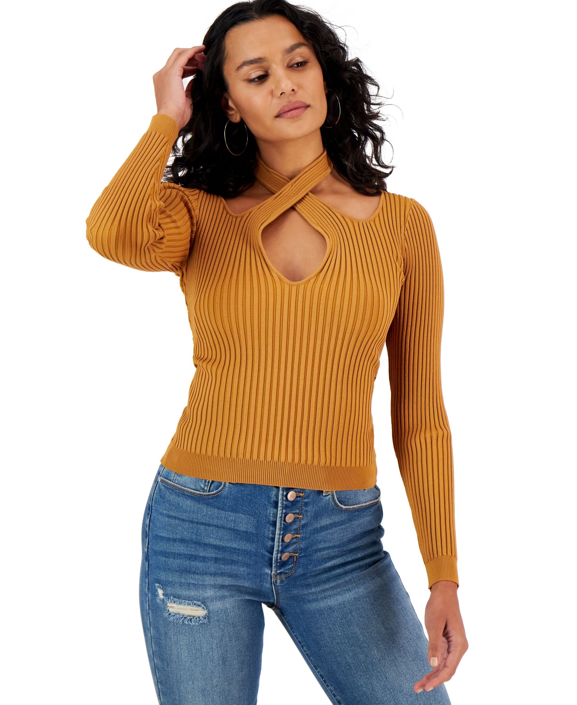 Women's Gianna Crisscross Ribbed-Knit Top