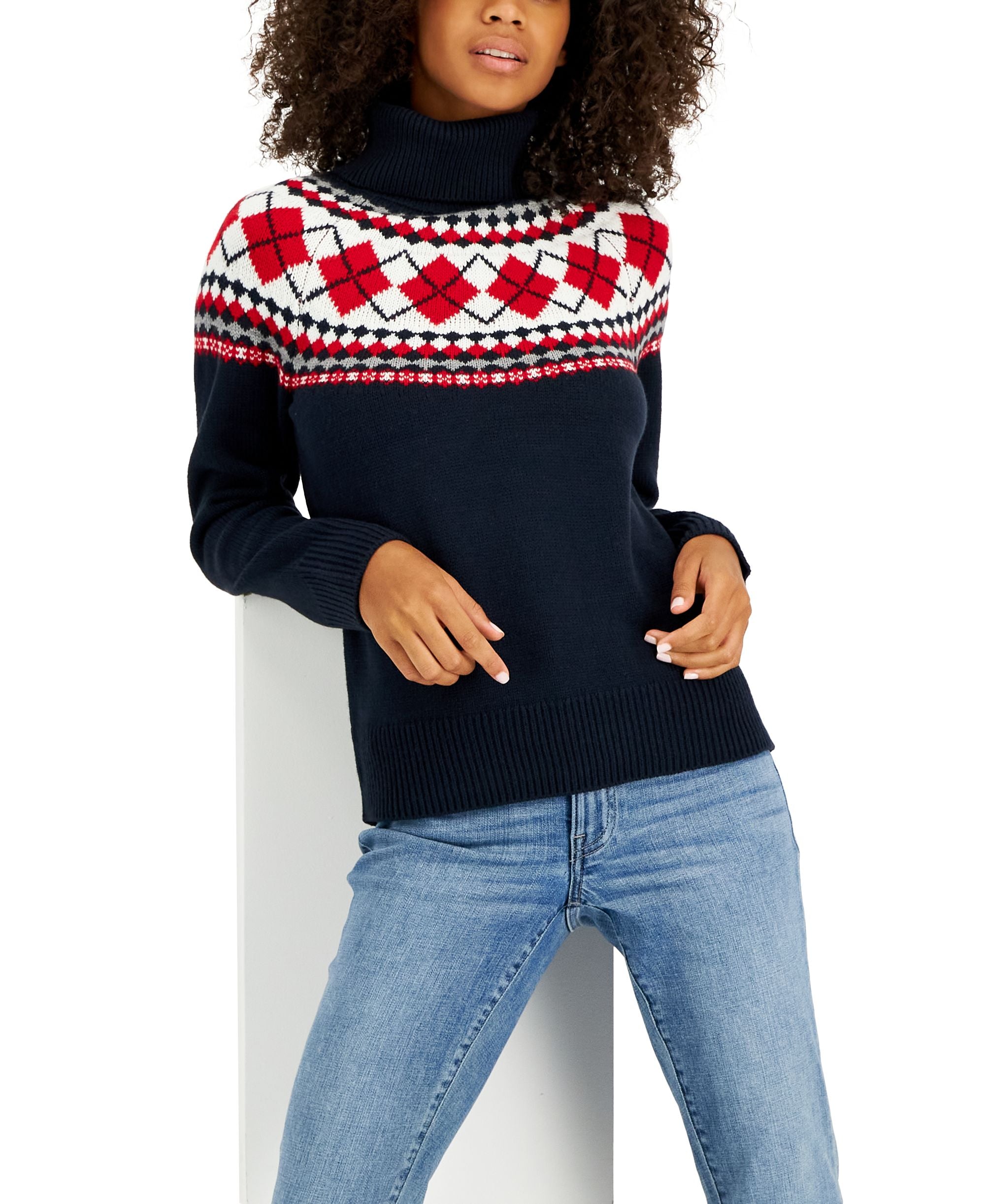 Tommy Hilfiger Argyle Turtleneck Sweater