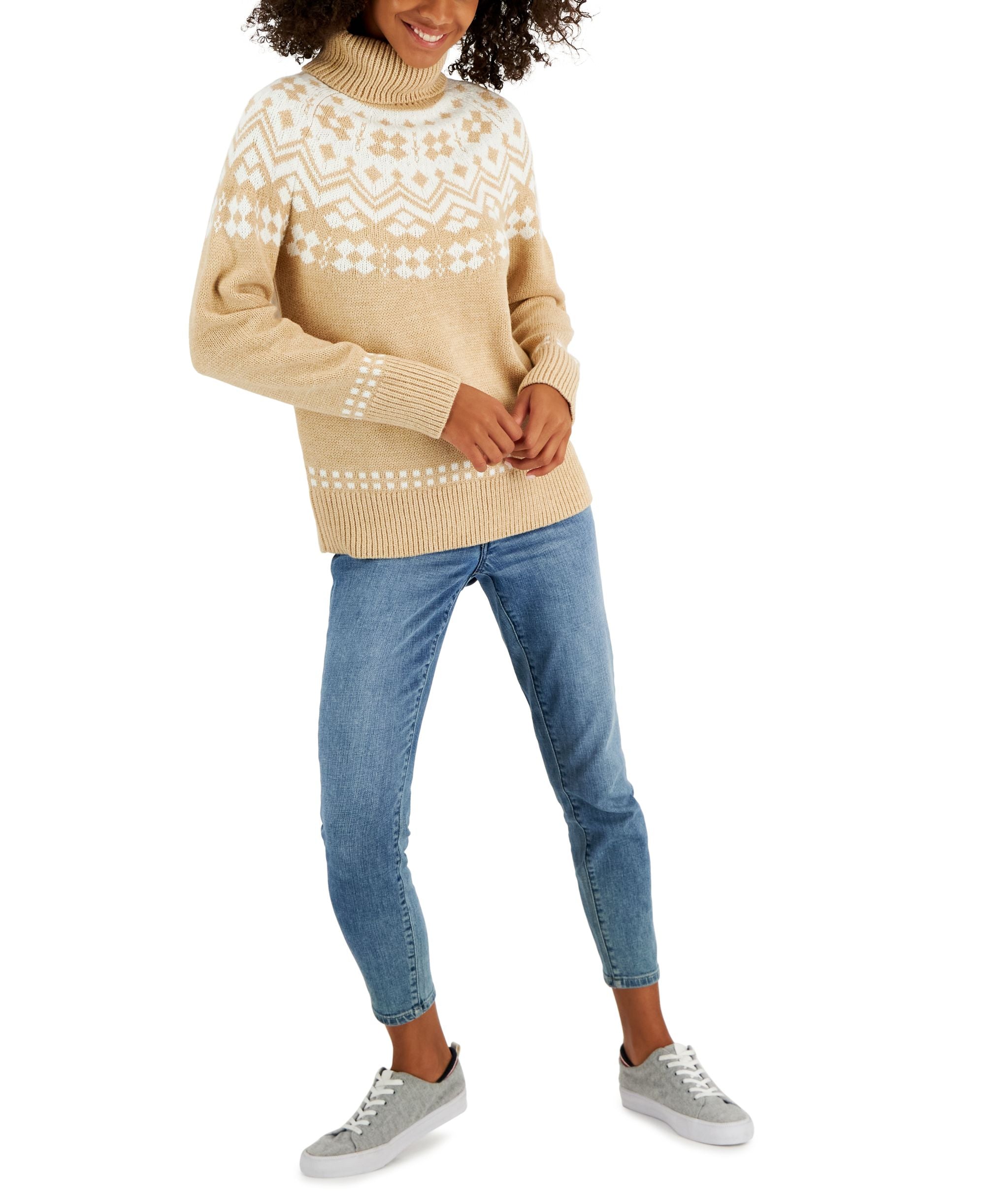 Tommy Hilfiger Womens Fair Isle Turtleneck Sweater
