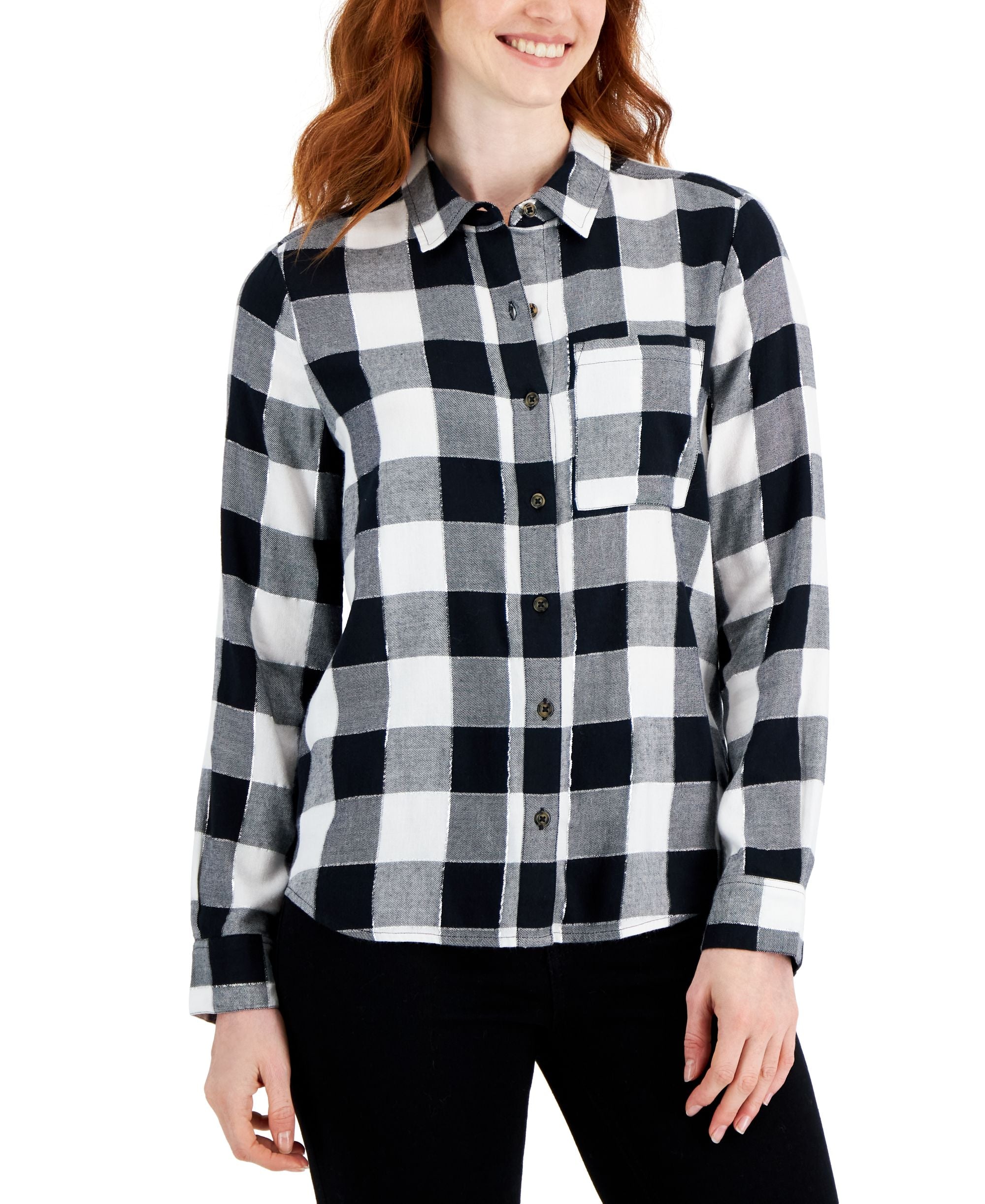 Style & Co Petite Perfect Buffalo Plaid Shirt